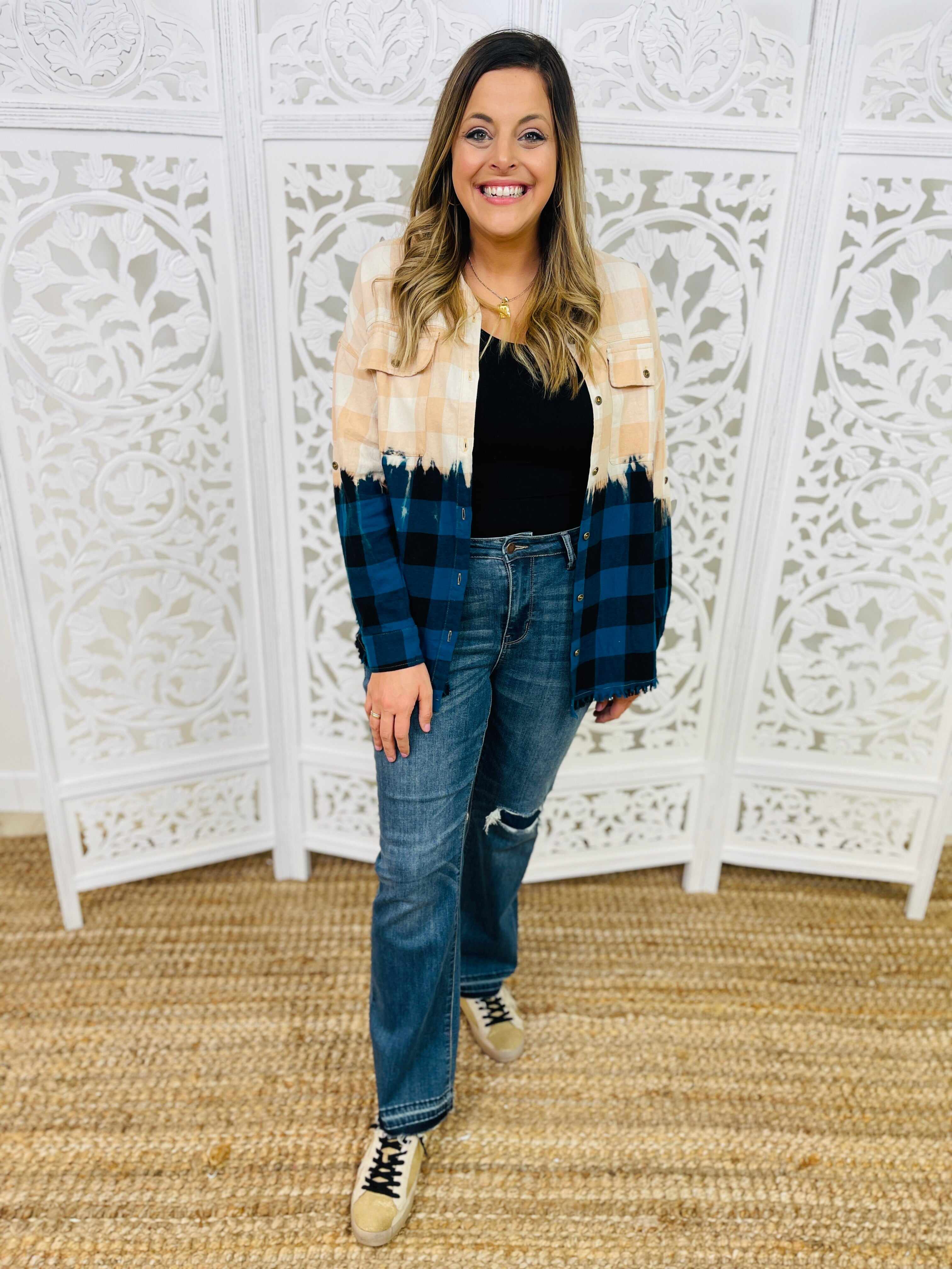 PLUS/REG Perfectly Patched Bootcut Jeans