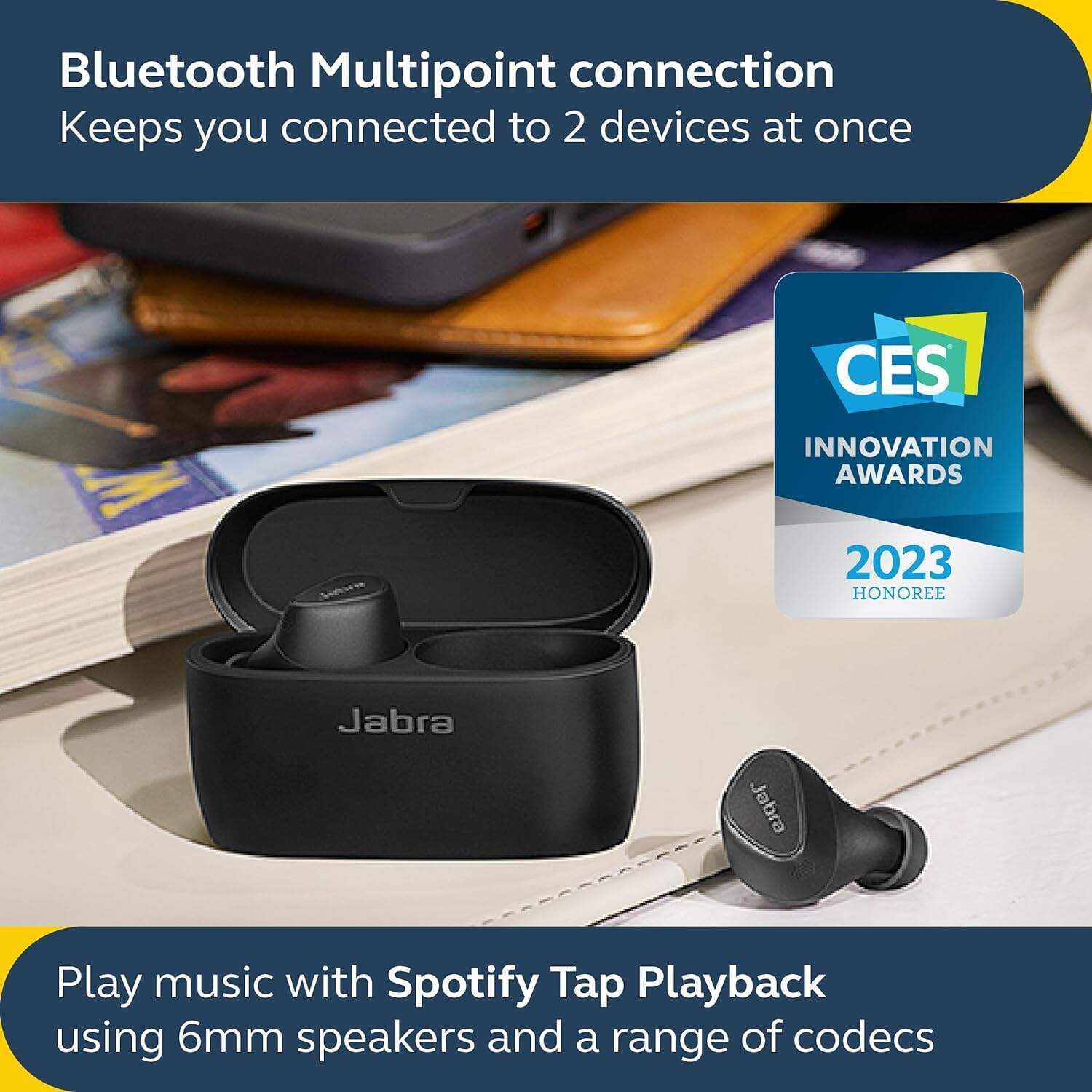 Jabra Elite 10 True Wireless Earbuds – Advanced Active Noise Cancelling Earbuds with Next-Level Dolby Atmos Surround Sound –All-Day Comfort, Multipoint Bluetooth, Wireless Charging – Cream