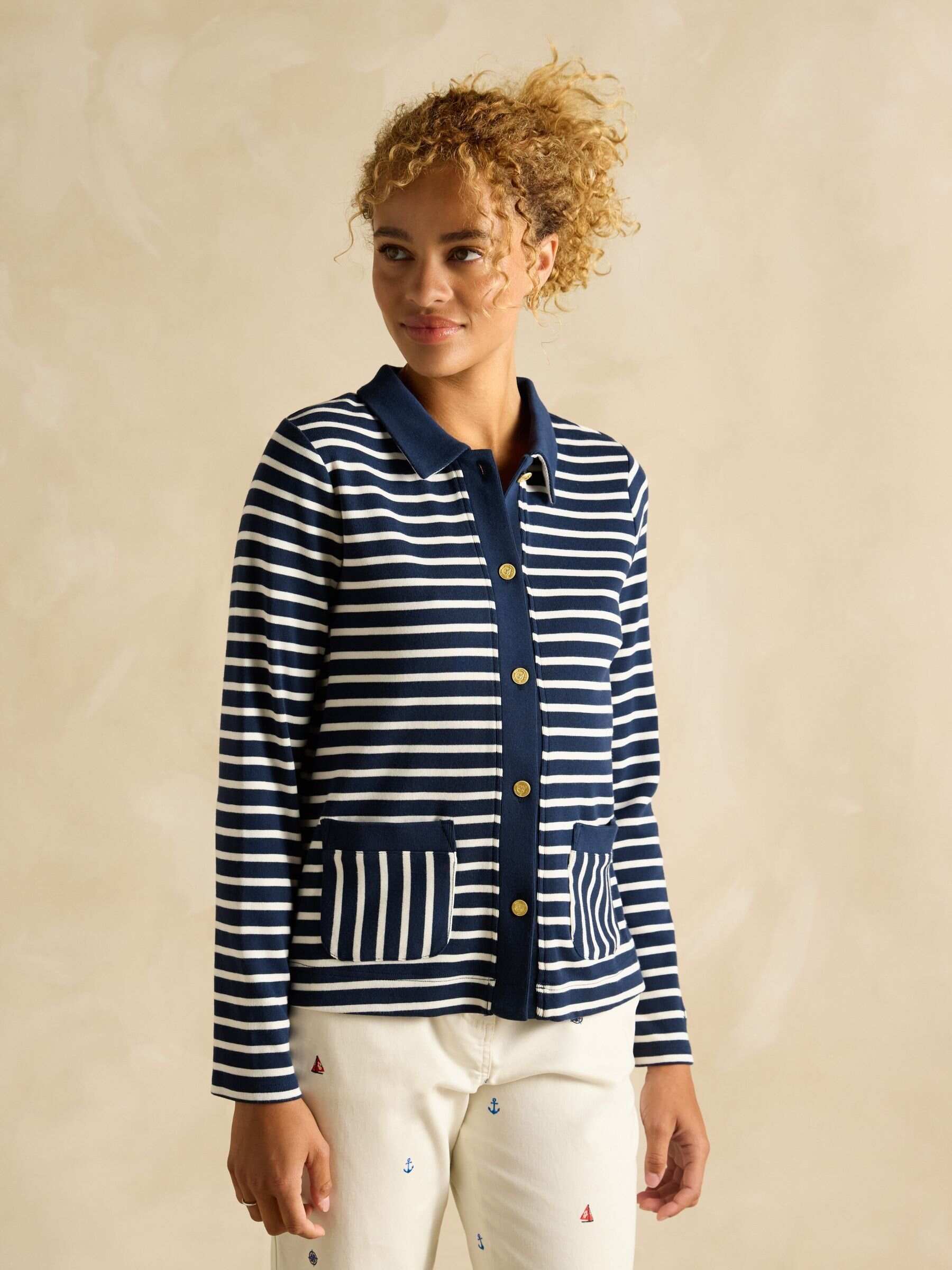 Premium Ribbed Navy Jersey Cardigan