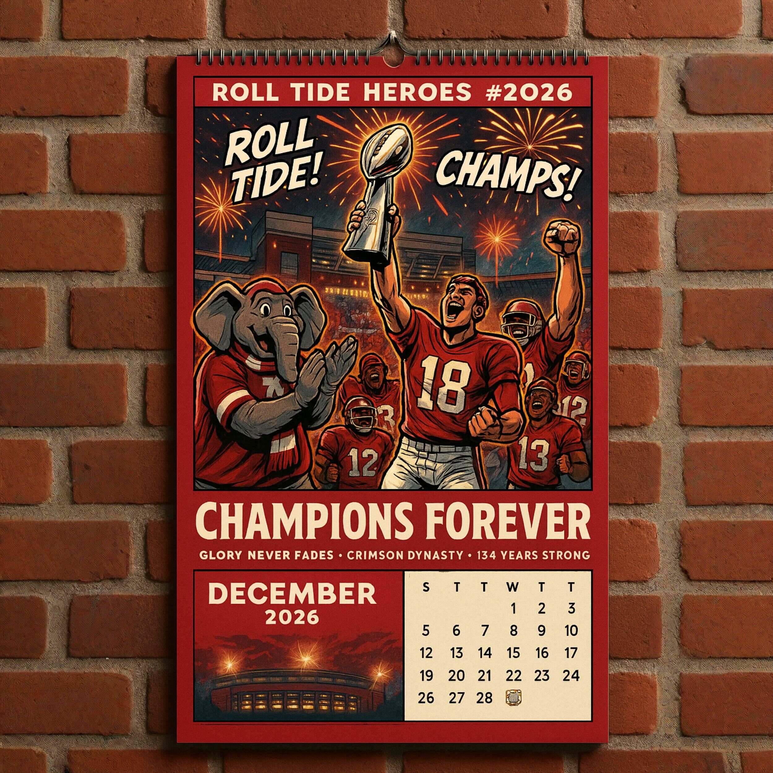 Alabama Crimson Tide 2026 Wall Calendar