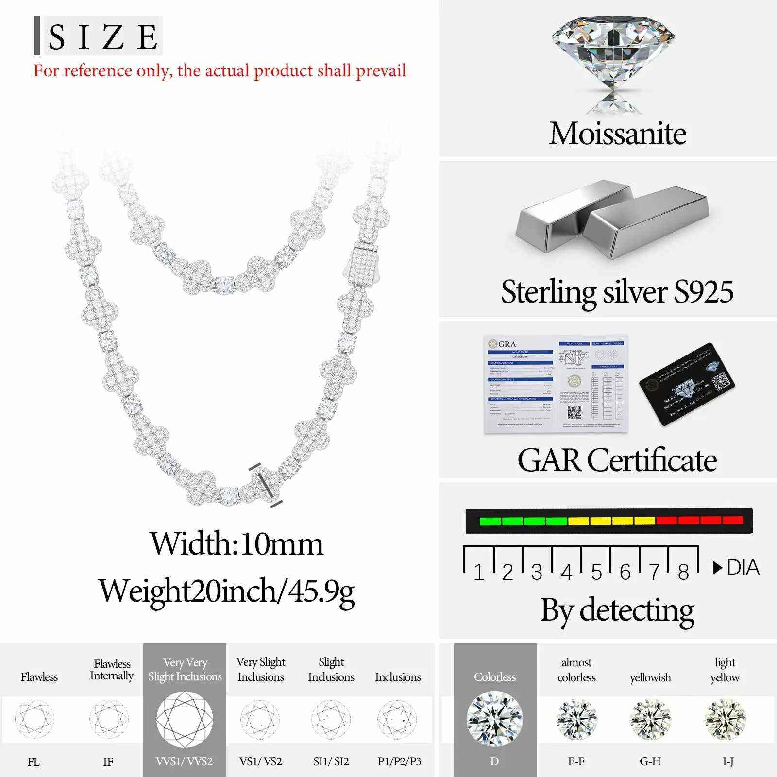 TestTest 10mm S925 Moissanite Cross Tennis Chain