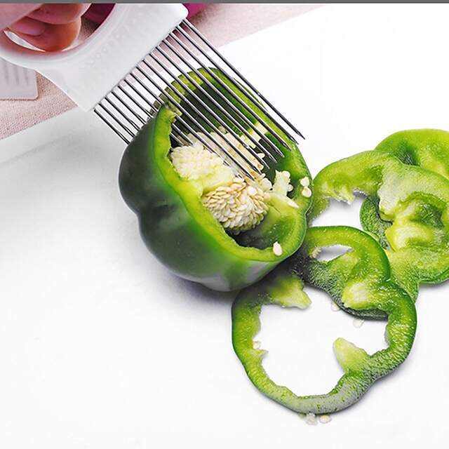 Kitchen Onion Slicer Cut Onion Holder Fork Tomato Vegetable Slicer Cutting Aid Guide Holder Fruit Cutter