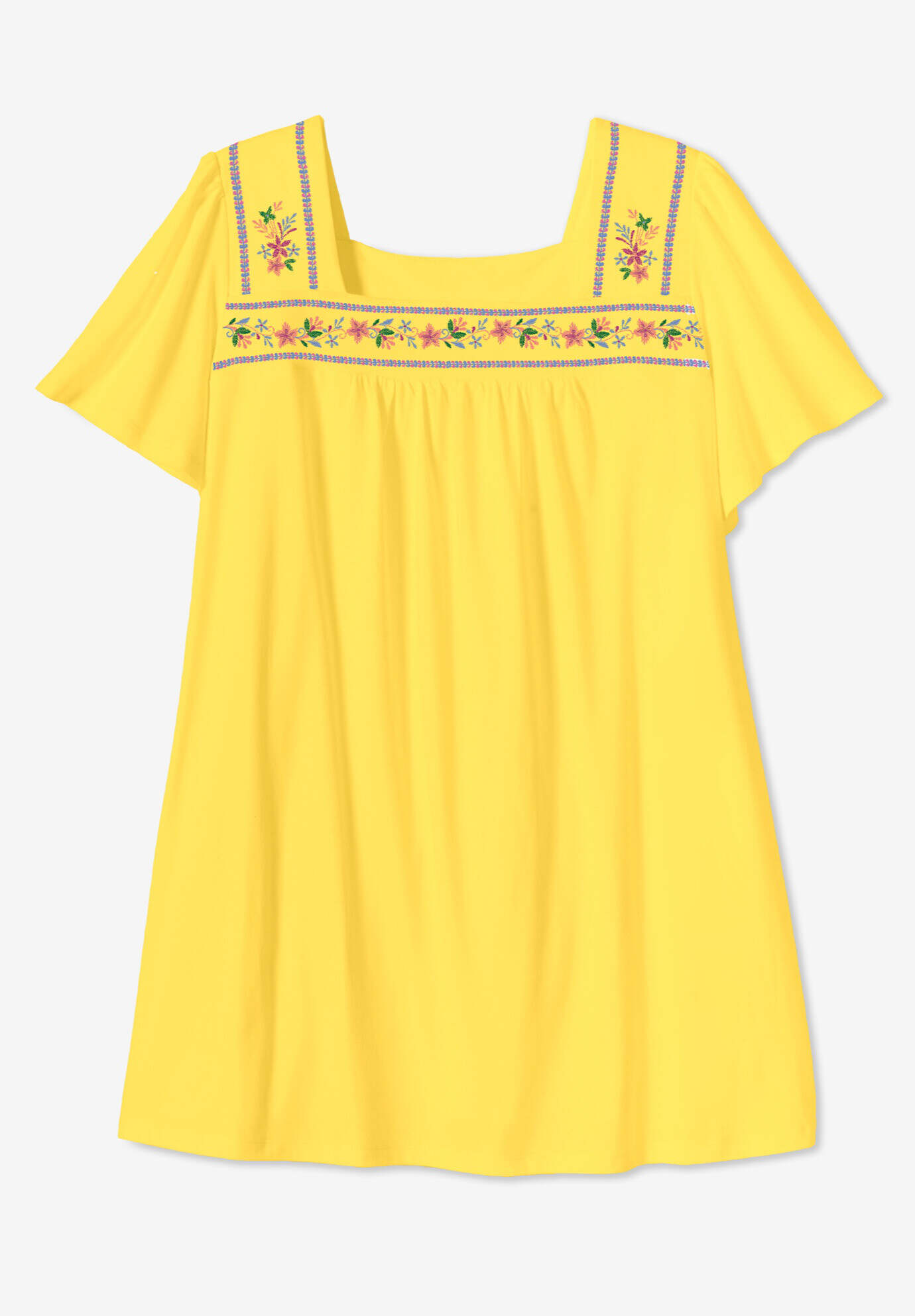 Embroidered Square Neck Tunic