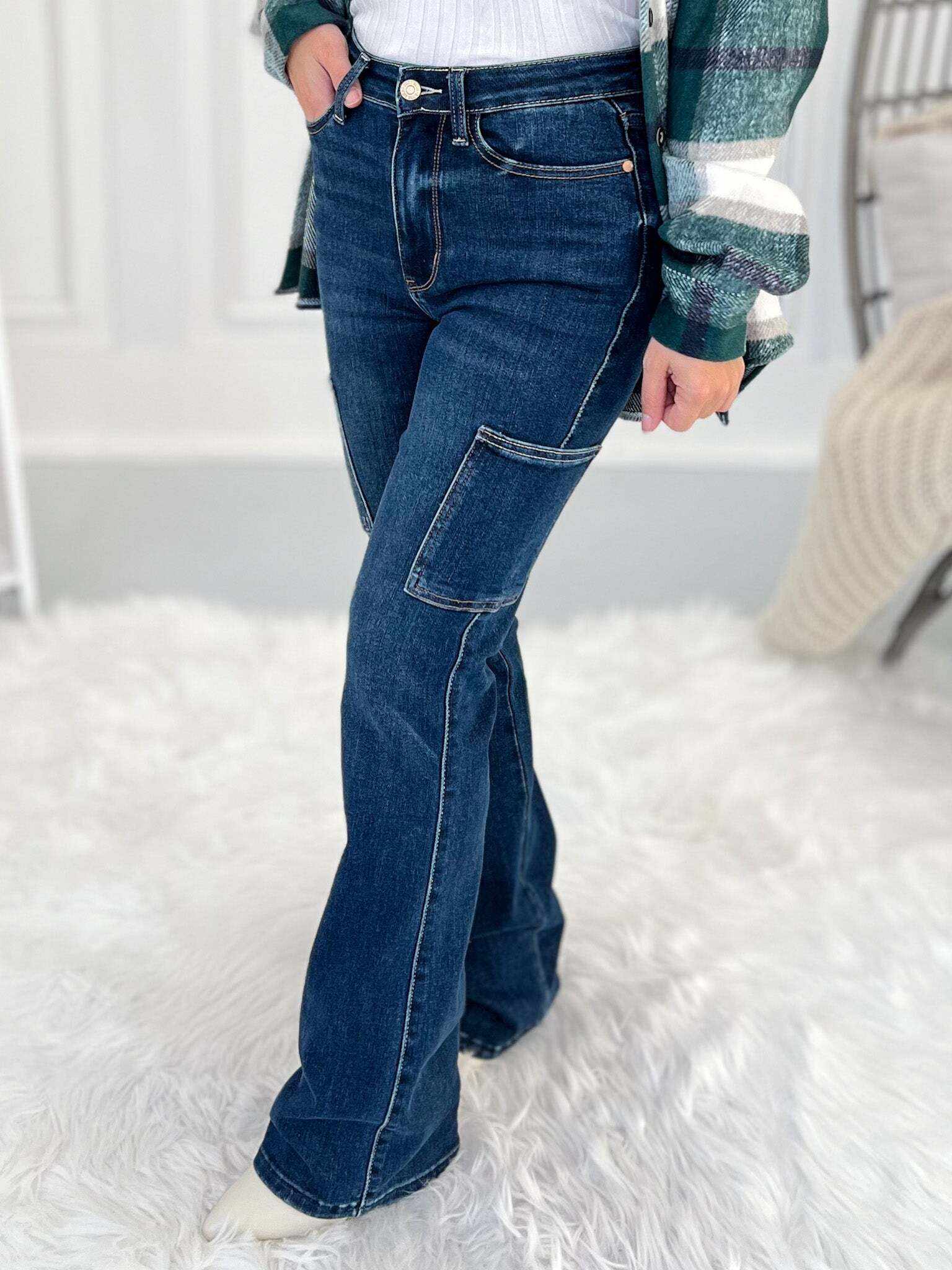 Out Of Pocket - Christmas Cargo Bootcut Jeans- Final Sale