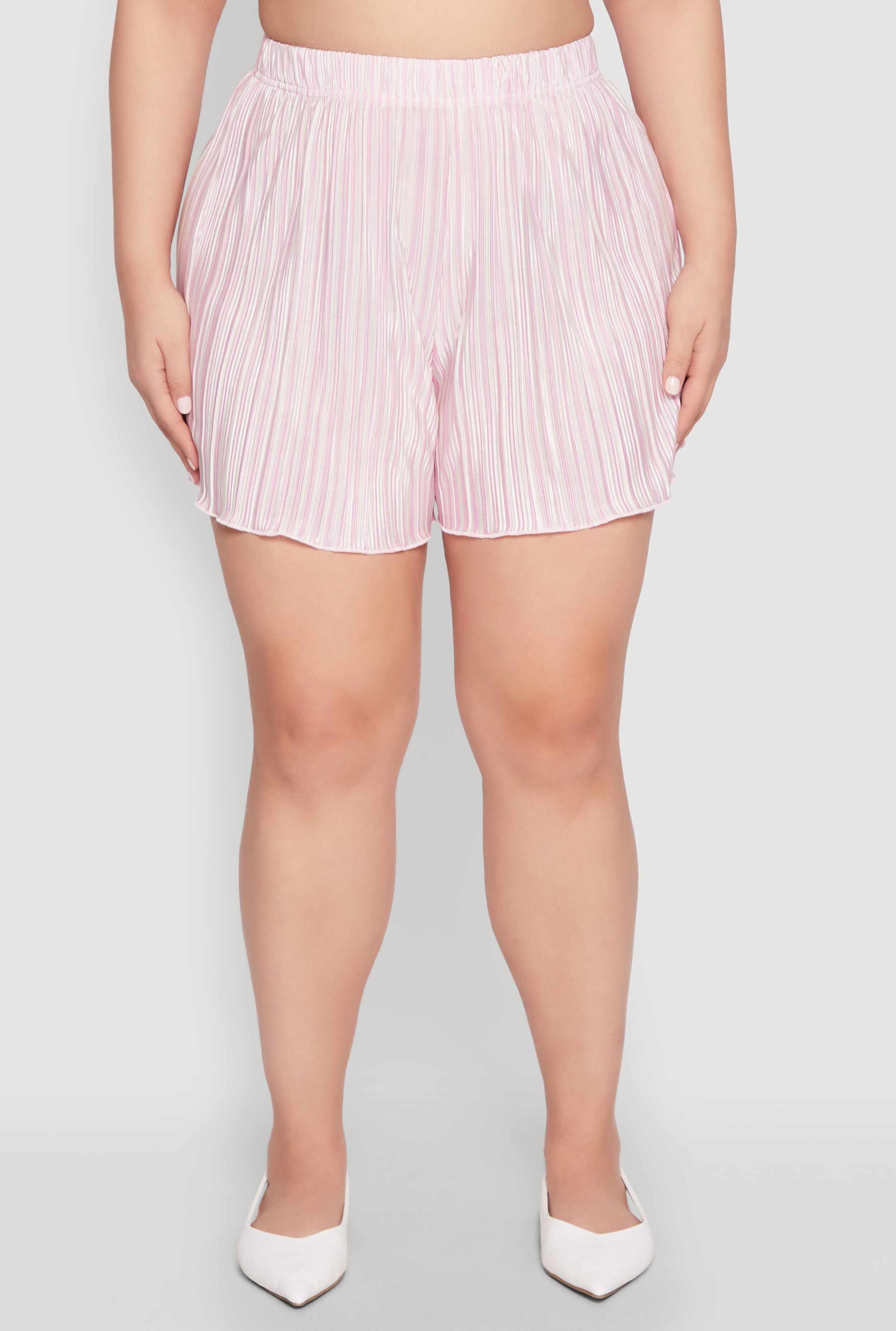 Plus Size Almost Famous Plisse Striped Shorts