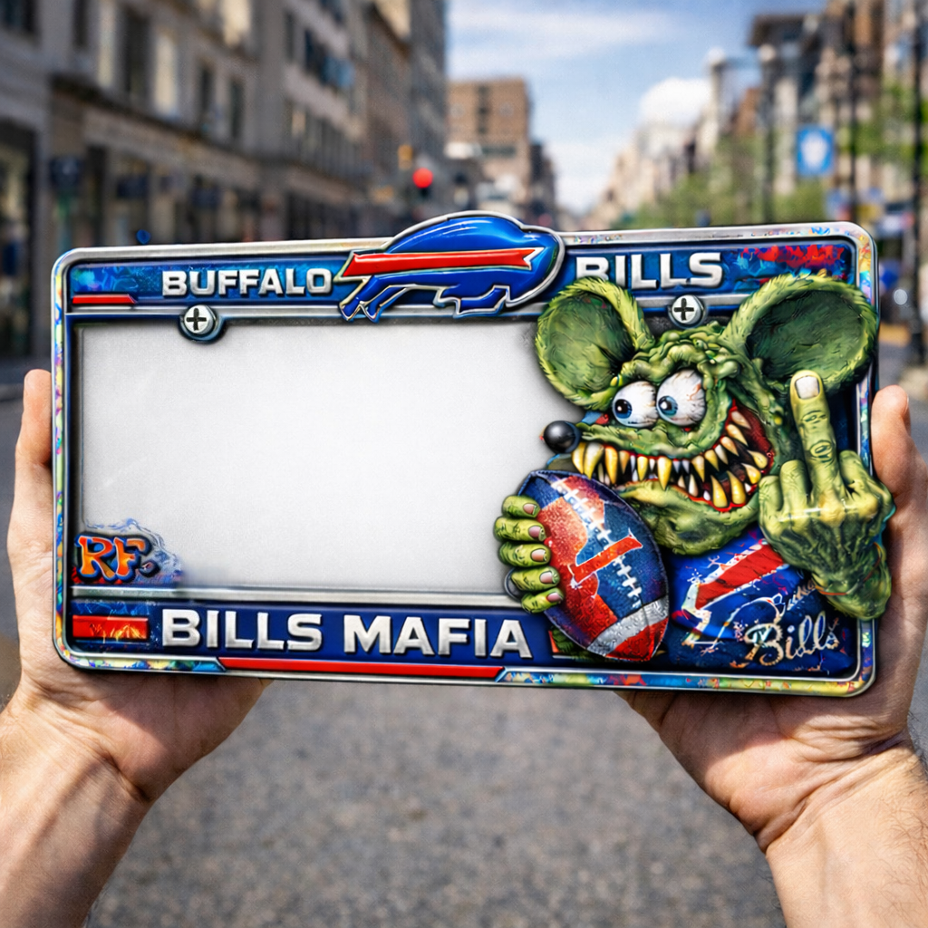 Buffalo Bills × Rat Fink  Bills Mafia Statement License Plate Frame
