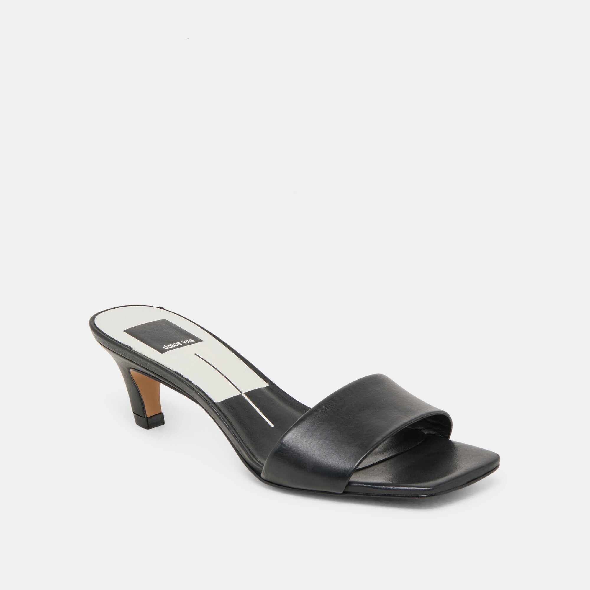 REXA WIDE HEELS BLACK LEATHER