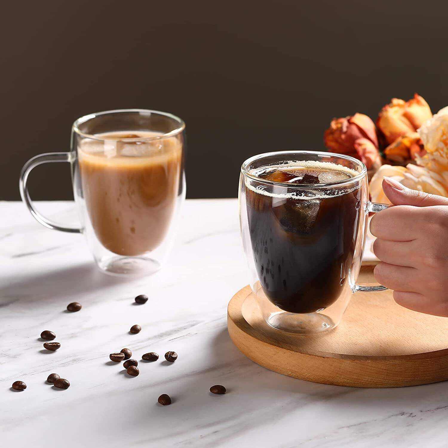 Espresso Cups With Handle,Espresso Shot Glasses,Clear Expresso Coffee Cups,Double Wall Insulated Espresso Mugs,Microwave Dishwasher Safe,Suit for Espresso Machine