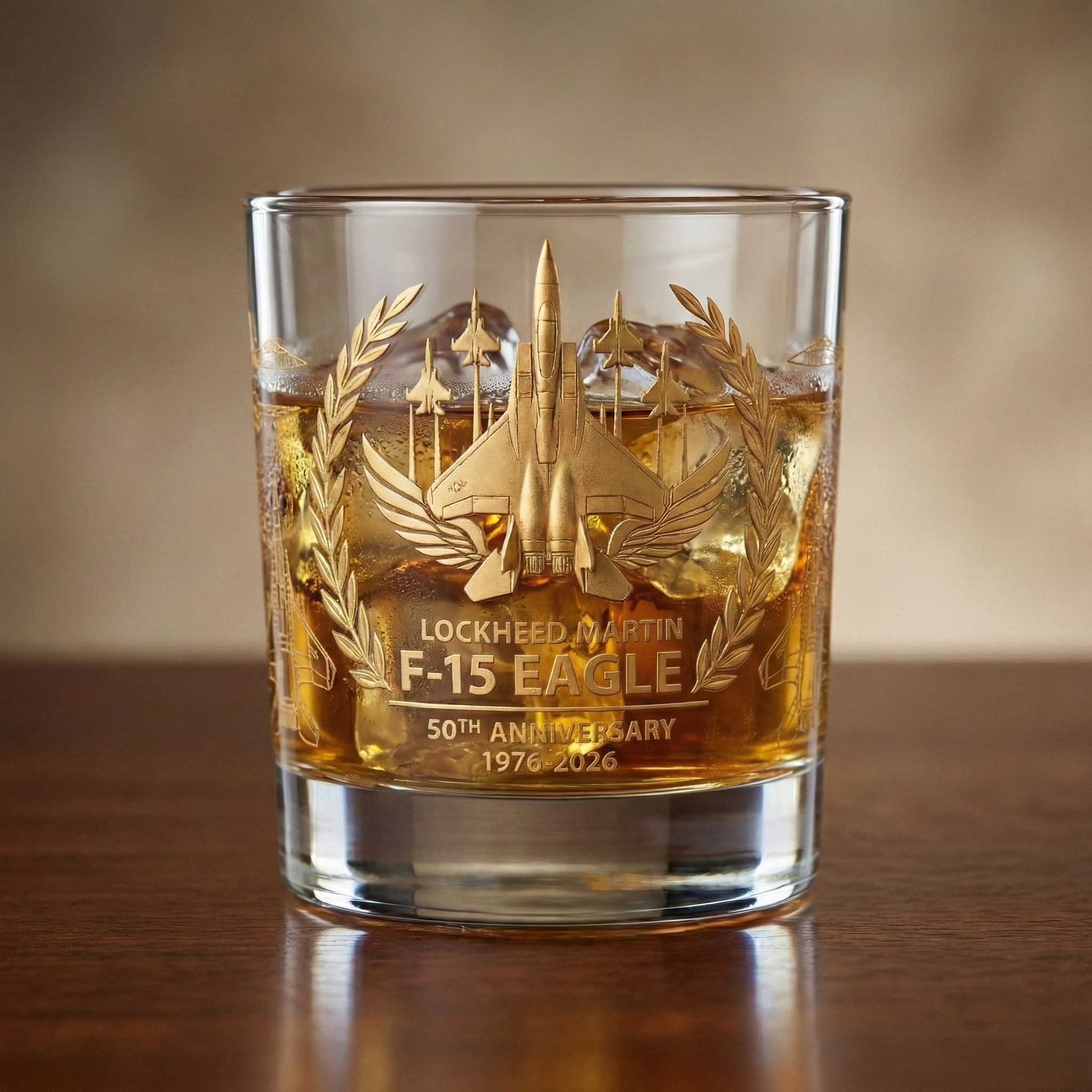 F-15 Eagle Air Supremacy 50th Anniversary Whiskey Glass