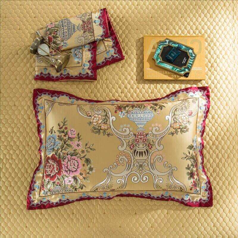 Kaleyra Silver Golden Silk Satin Cotton Duvet Cover Set