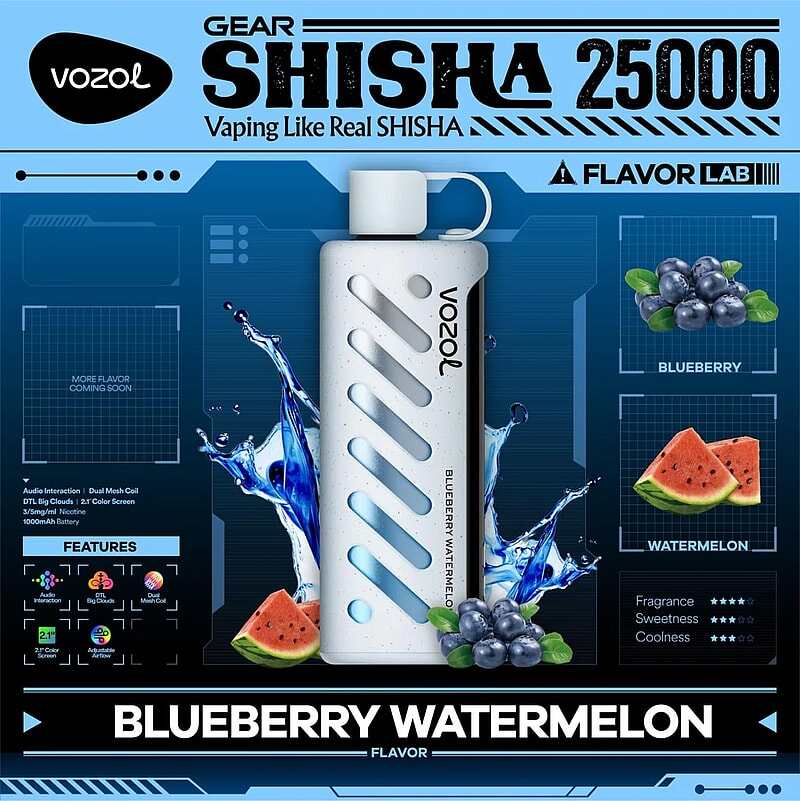 Vozol Gear Shisha 25K Puffs Disposable Vape|Dual Power Mode with Adjustable Airflow