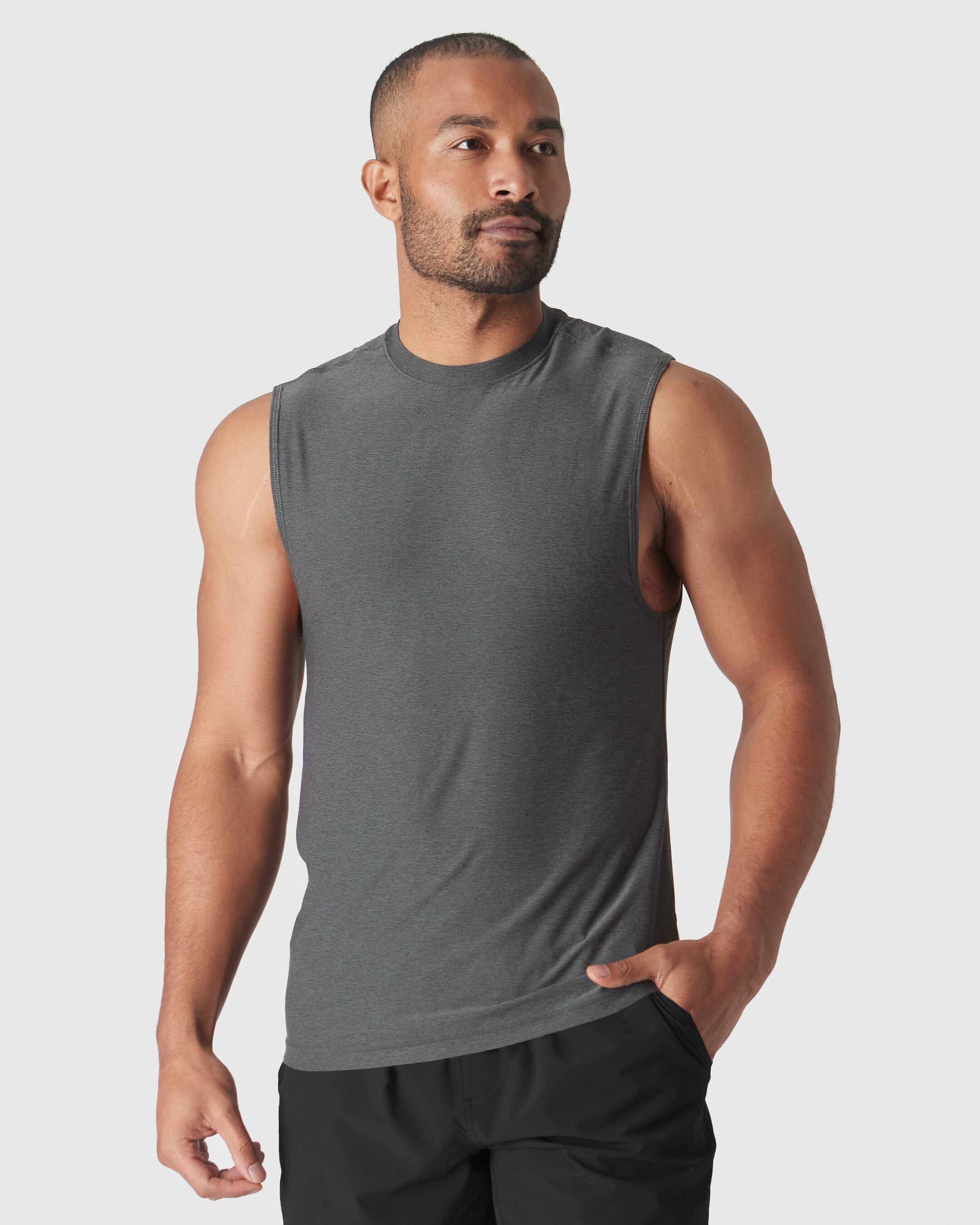 Heather Sleeveless Active Muscle Tee 3-Pack