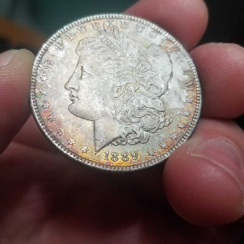 1889 Morgan Silver Dollar AU/BU with rainbow toning.lot#204 Regular 129