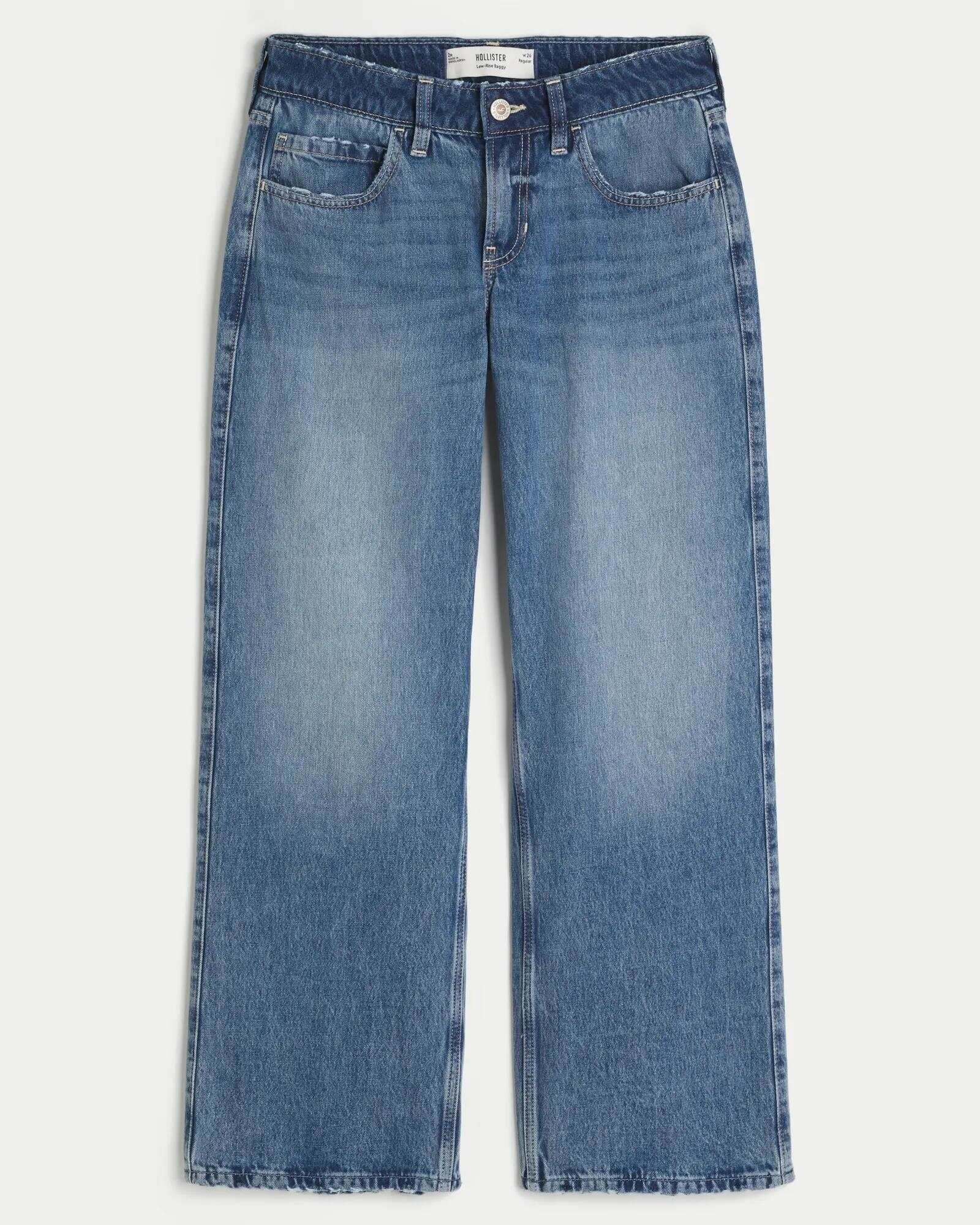 Low-Rise Dark Wash Baggy Jeans
