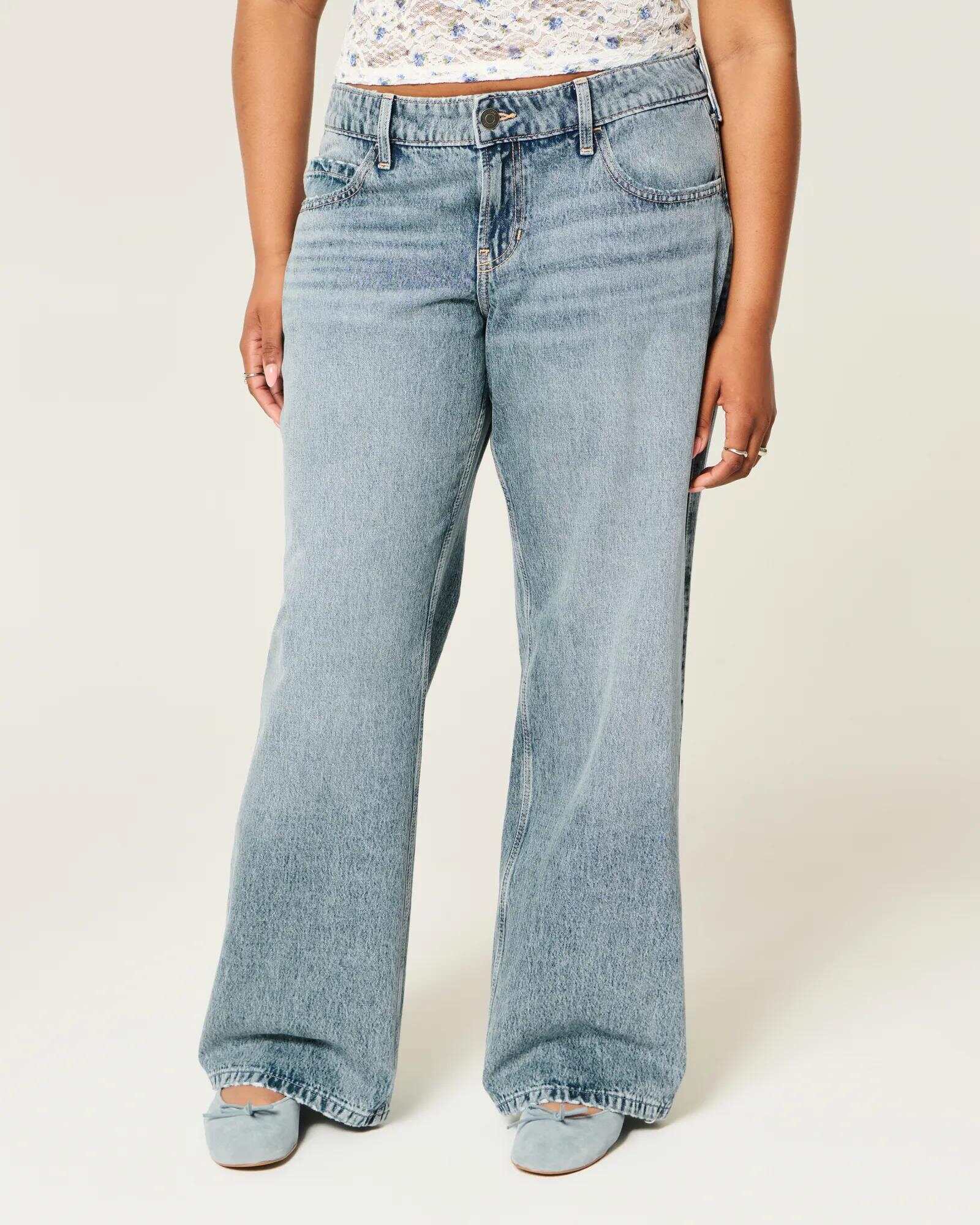 Low-Rise Dark Wash Baggy Jeans