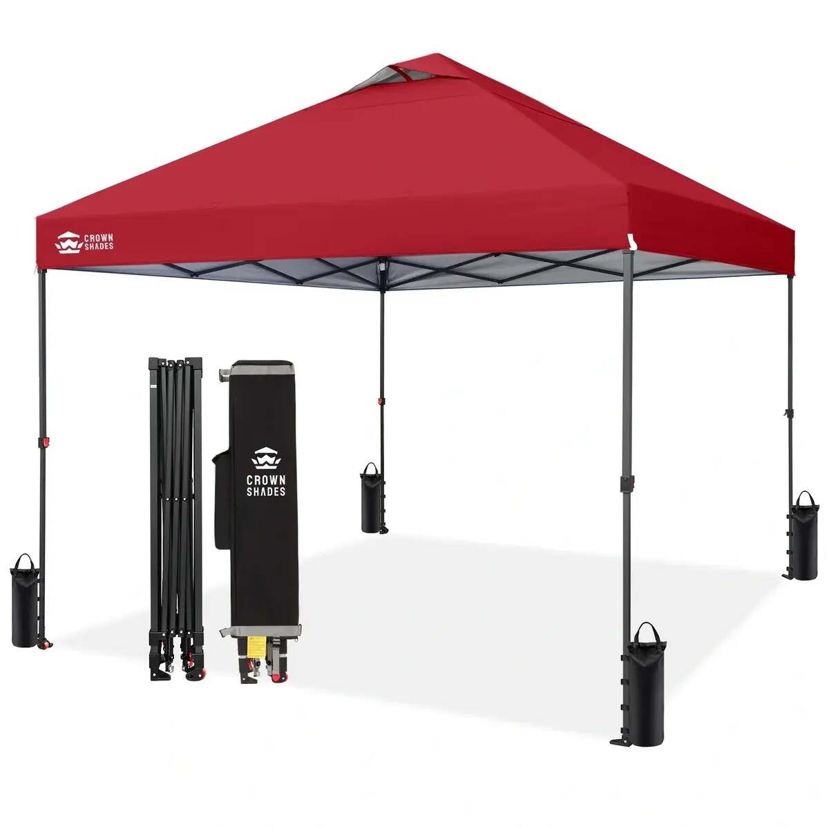 10x10 Pop Up Canopy - Patented Center Lock One Push Instant Outdoor Canopy Beach Tent with STO-N-Go Bag 8 Stakes & 4 Sand Bags