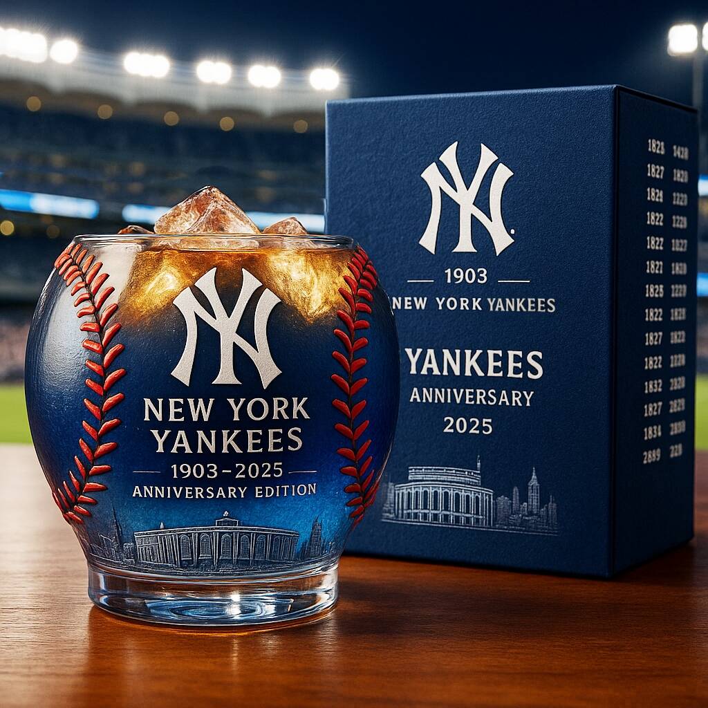 Yankees 122nd Anniversary Whiskey Glass 2025