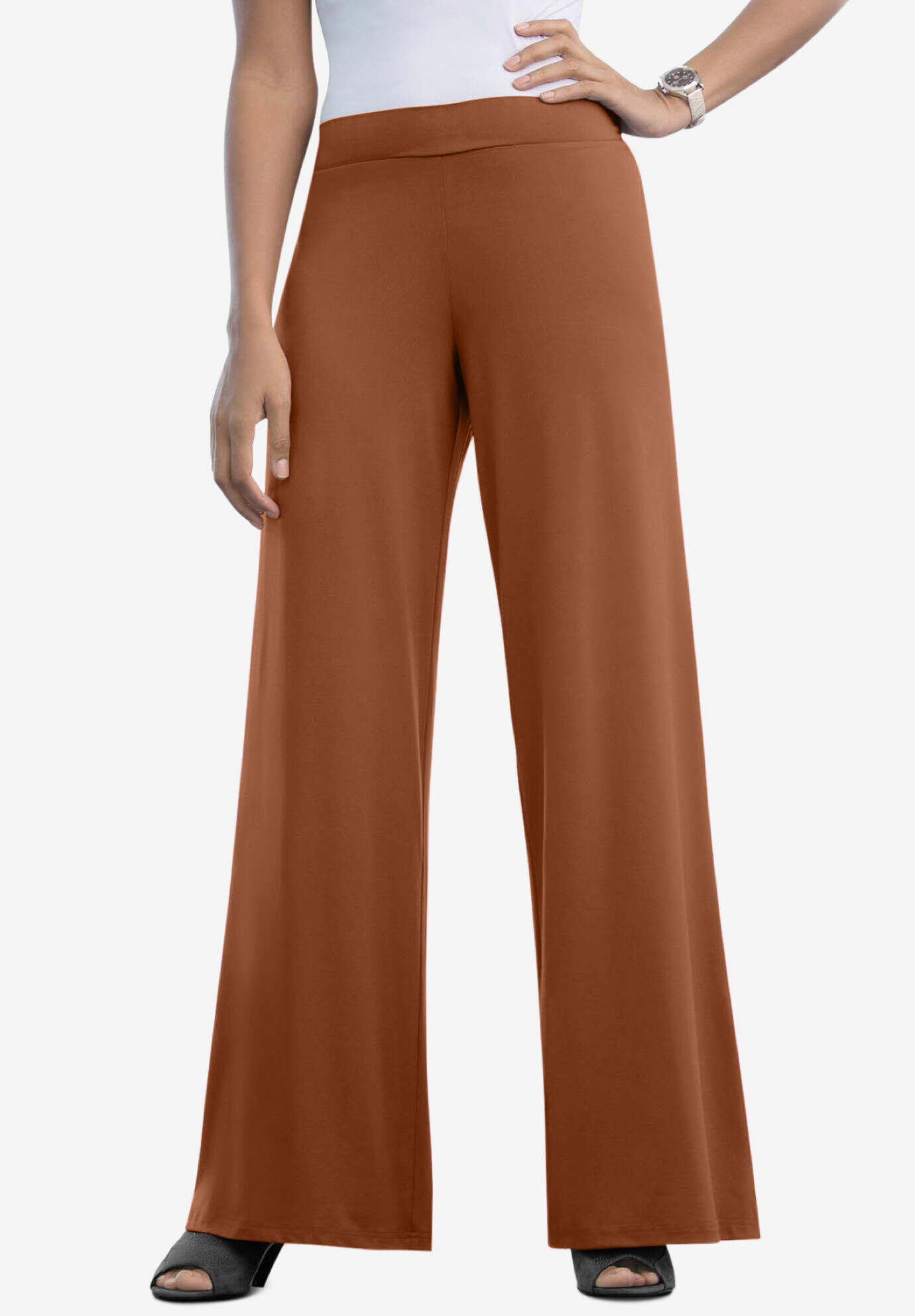 Stretch Knit Wide Leg Pant