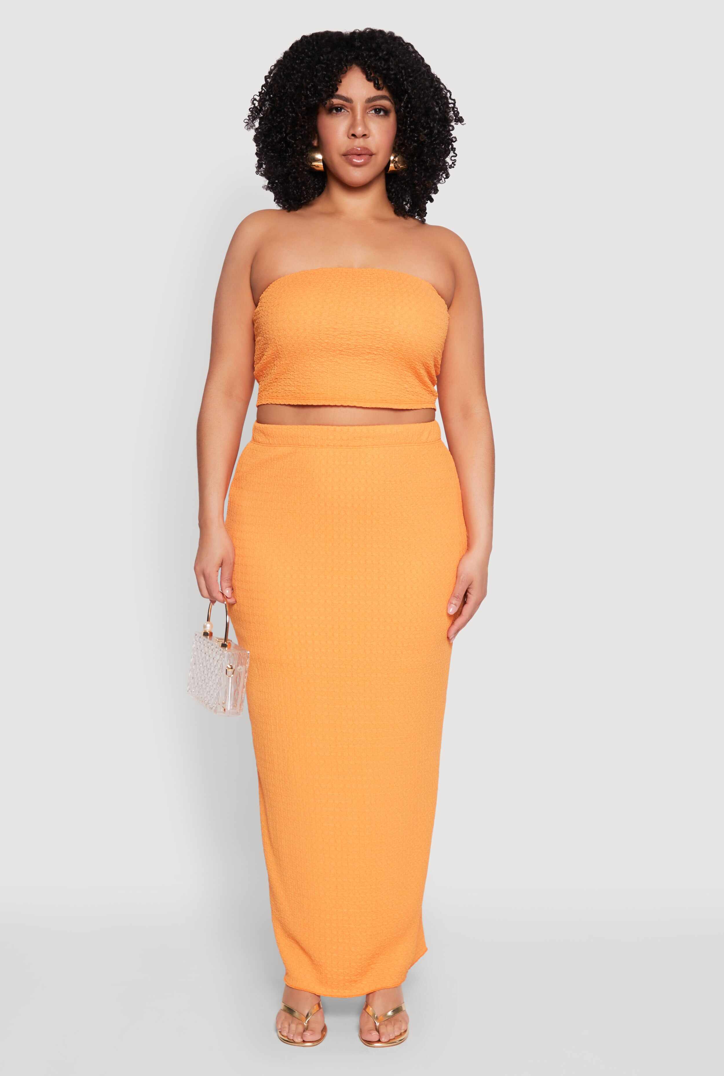 Plus Size Textured Knit Tube Top