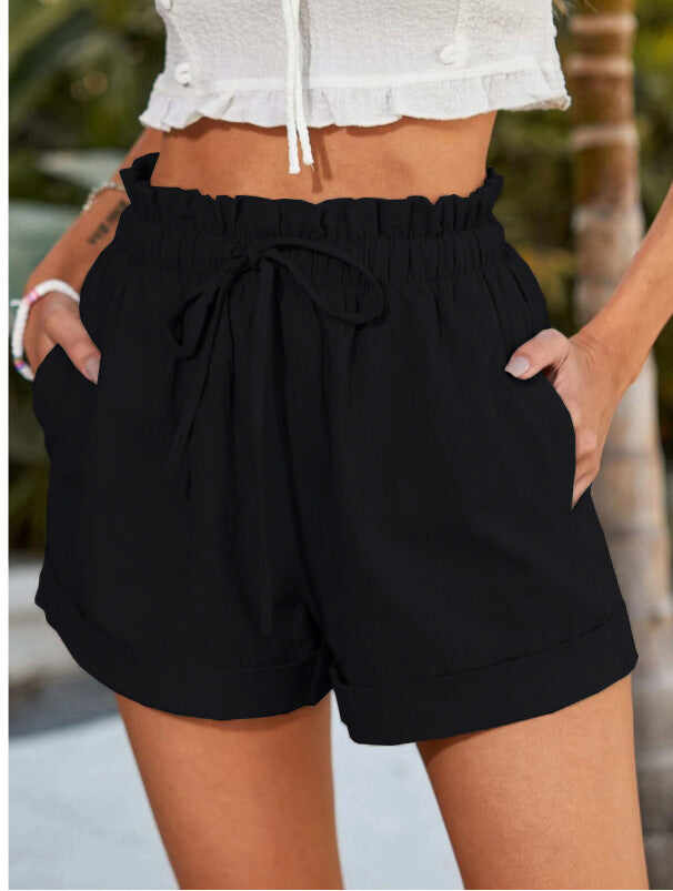 European American Summer New Solid Color Loose Casual Fashion Shorts For Women