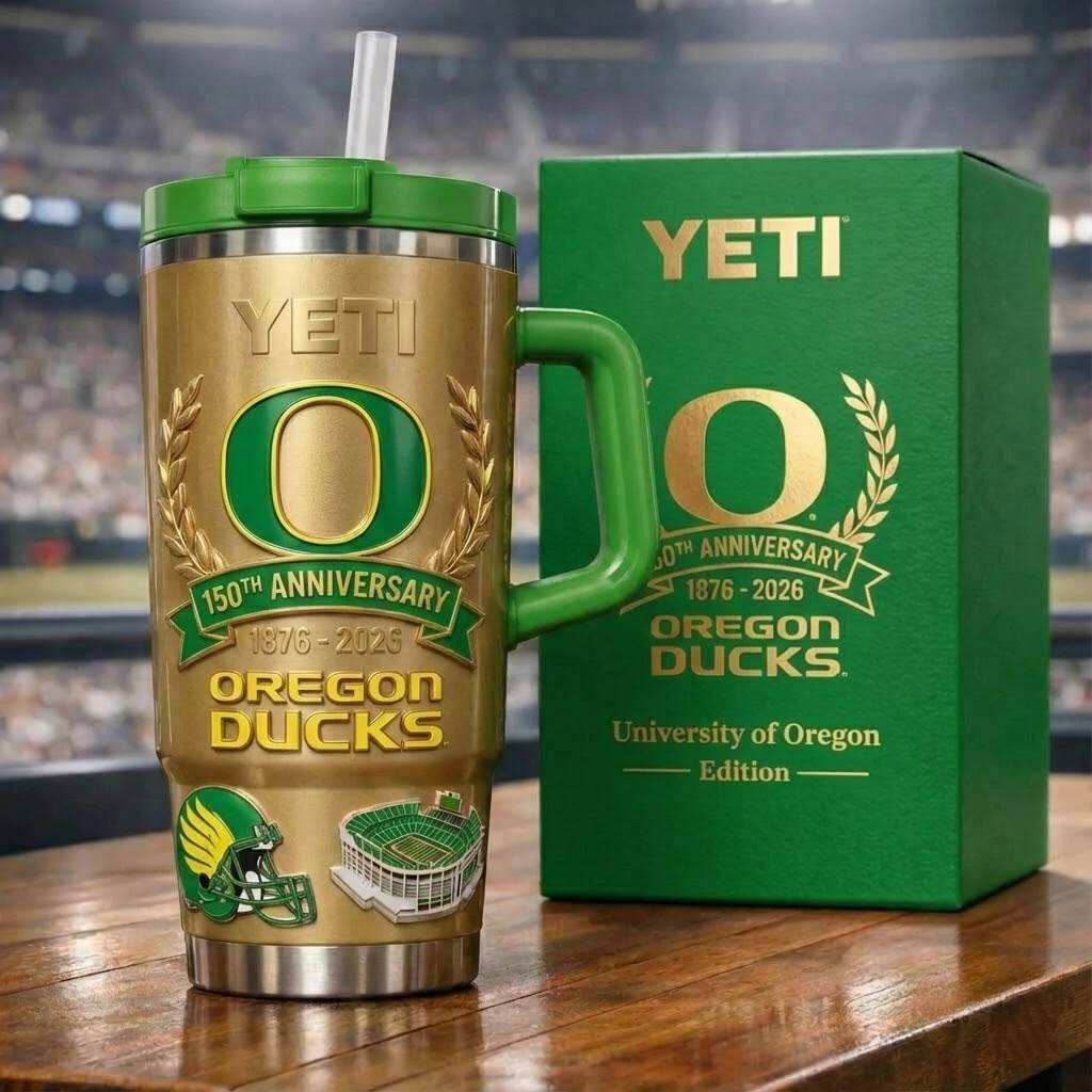 Limited Edition: Oregon Ducks 150th Anniversary Gold Yeti Tumbler (1876-2026)