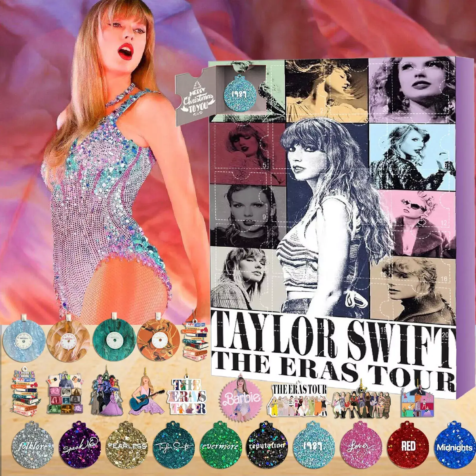 ✨NEW Taylor Christmas Advent Calendars Keychain Ornaments 24Pcs