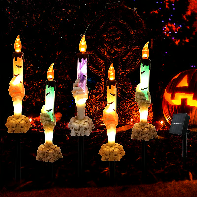 💀Solar Powered Skull Candle Light