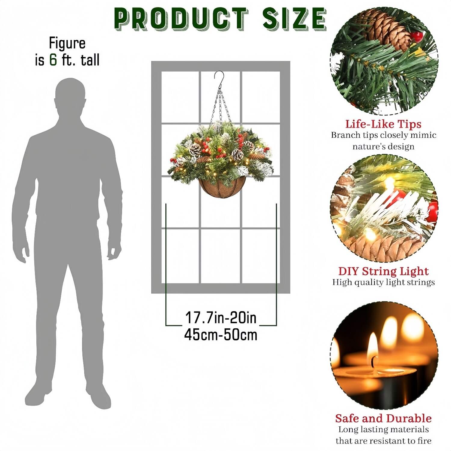🎅HOT SALE 60% OFF⛄ - Lit 'Feel Real' Artificial Christmas Hanging Basket