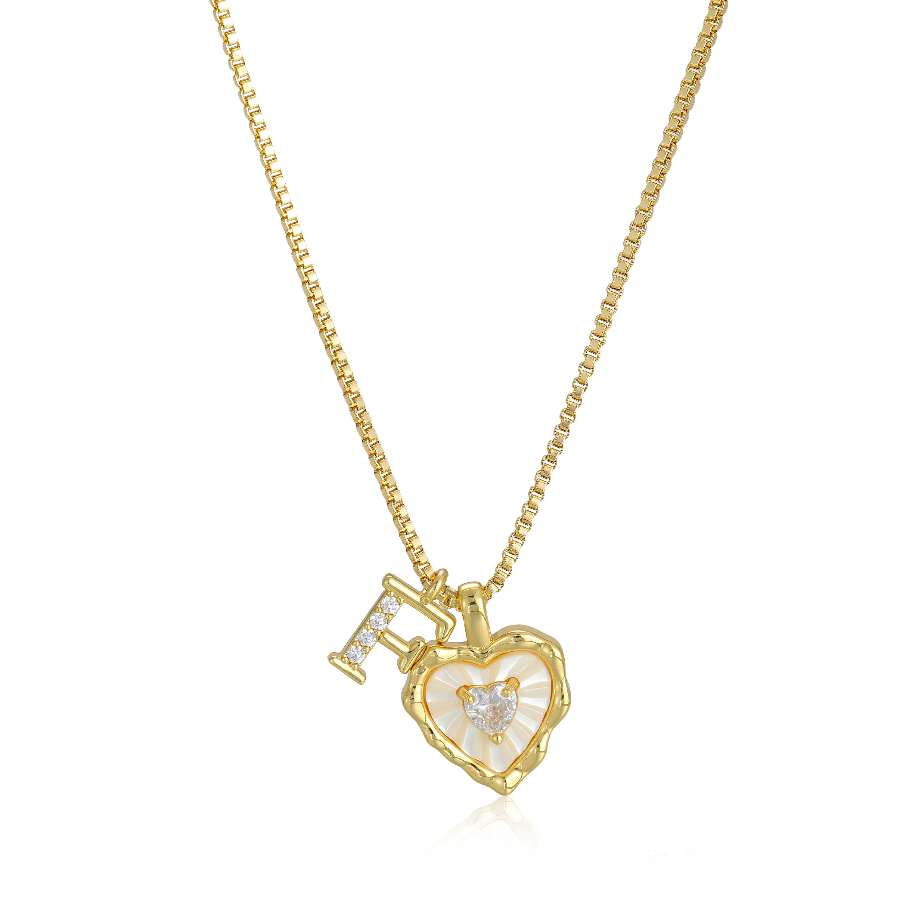 🔥Last Day 69% OFF ✨Gold Shell Heart CZ A-Z Initial Necklace, Valentine's Day Jewelry Gift