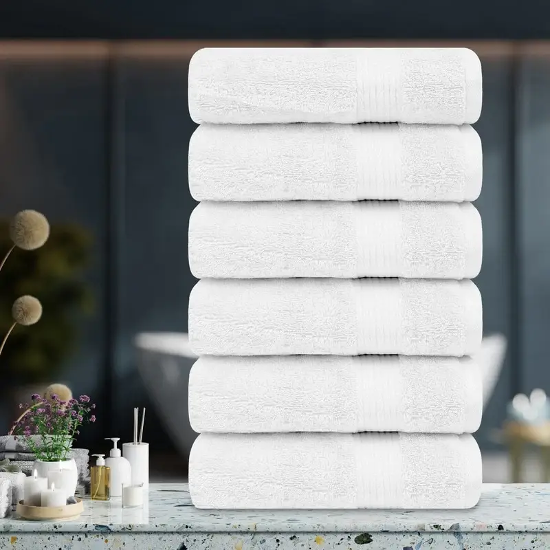 Superior Cotton 600 GSM Hand Towels 18x28 Inch by Ample Decor - 6 Pcs