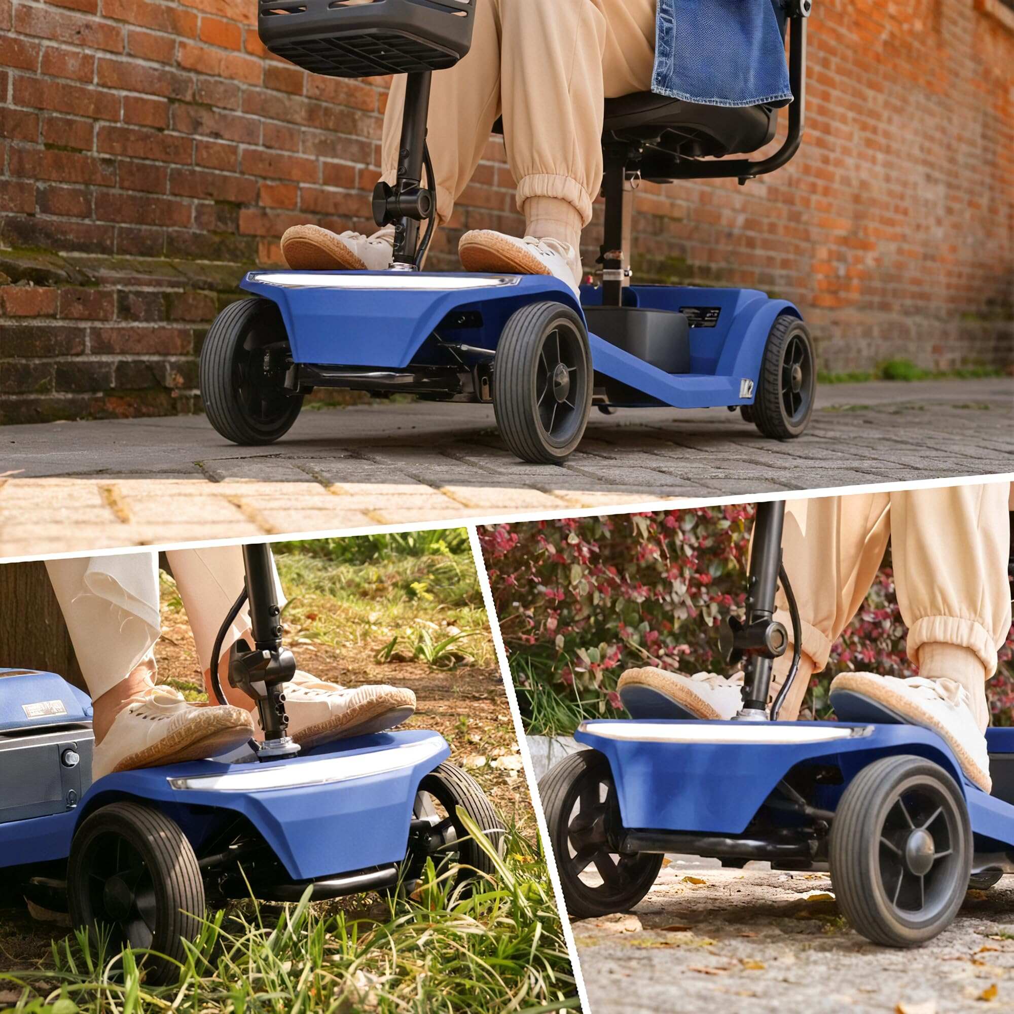 New electric four-wheeled mobility scooter boasts a 20 miles range, a 300lb load-bearing capacity, fast charging, and smartphone control