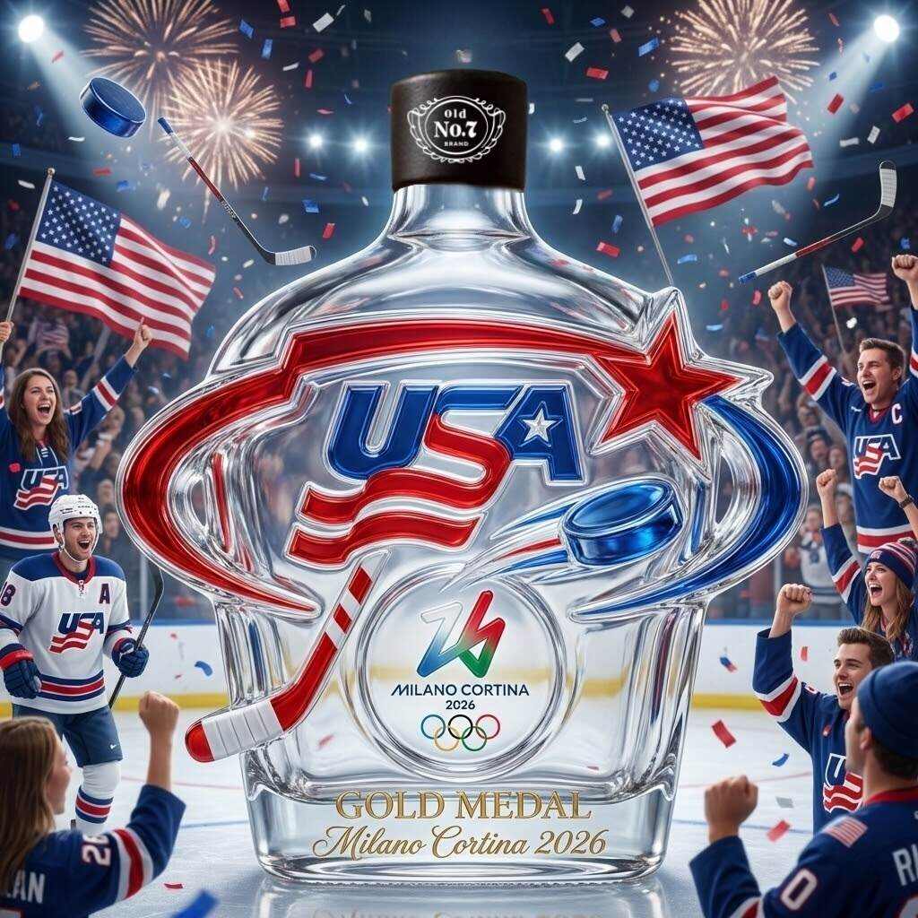 2026 Winter Olympics USA HOCKEY Gold Medal Commemorative Whiskey Bottle