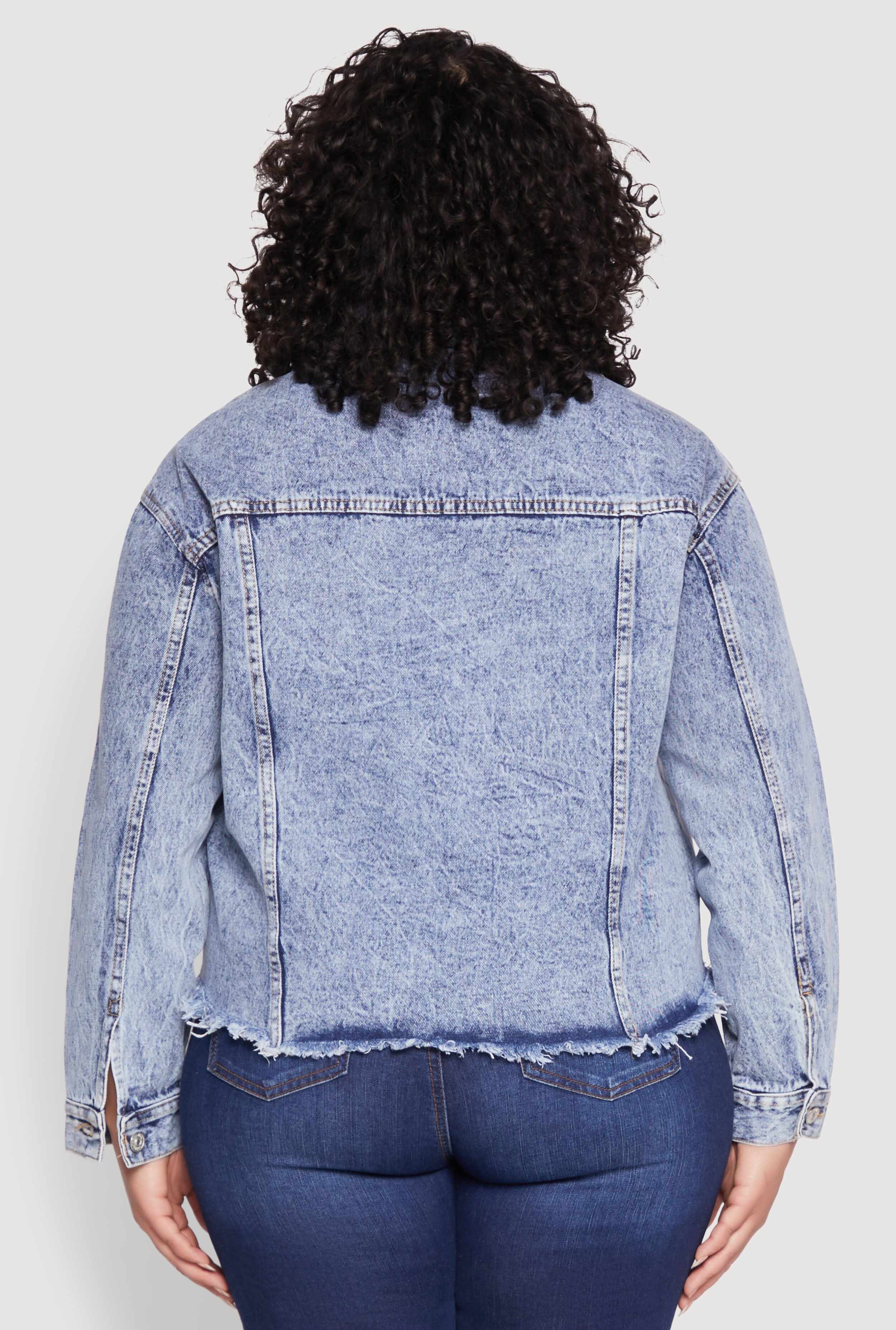 Plus Size Brooklyn Baseball Graphic Jean Jacket