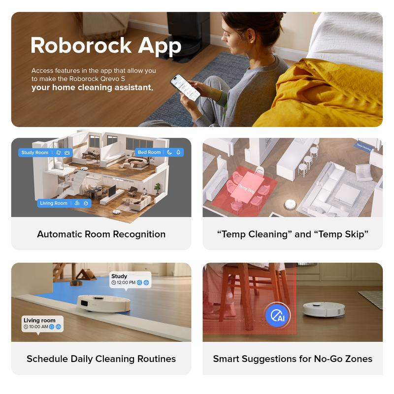 【Flash Sale】Roborock Qrevo Series Robot Vacuum and Mop, 10,000Pa suction, Self-Drying, Auto Mop Washing, Self-Emptying & Refilling, 10mm Mop Lifting, Smart Obstacle Avoidance (QV 35S)