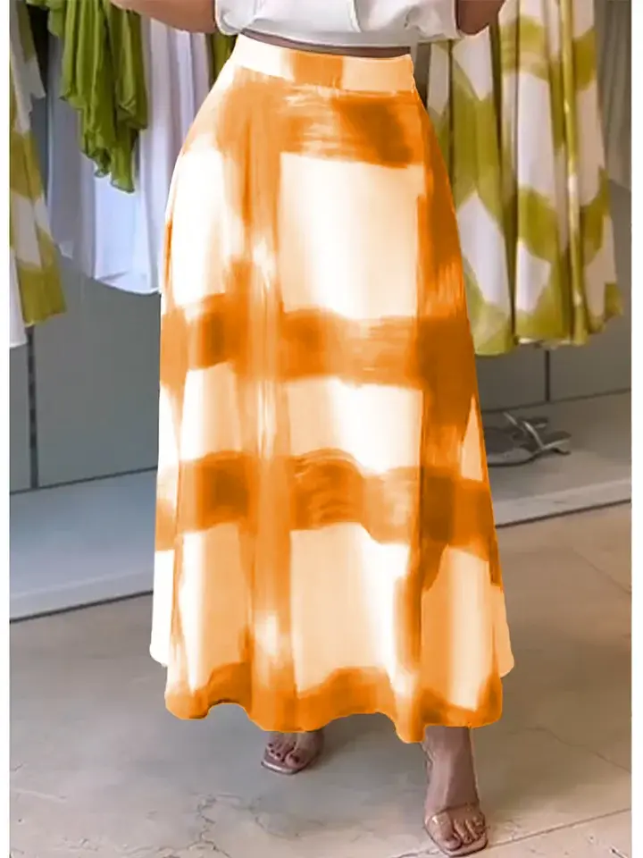 🔥Summer Arrivals🌟Women's Brushstroke Print Cotton and Linen Skirt