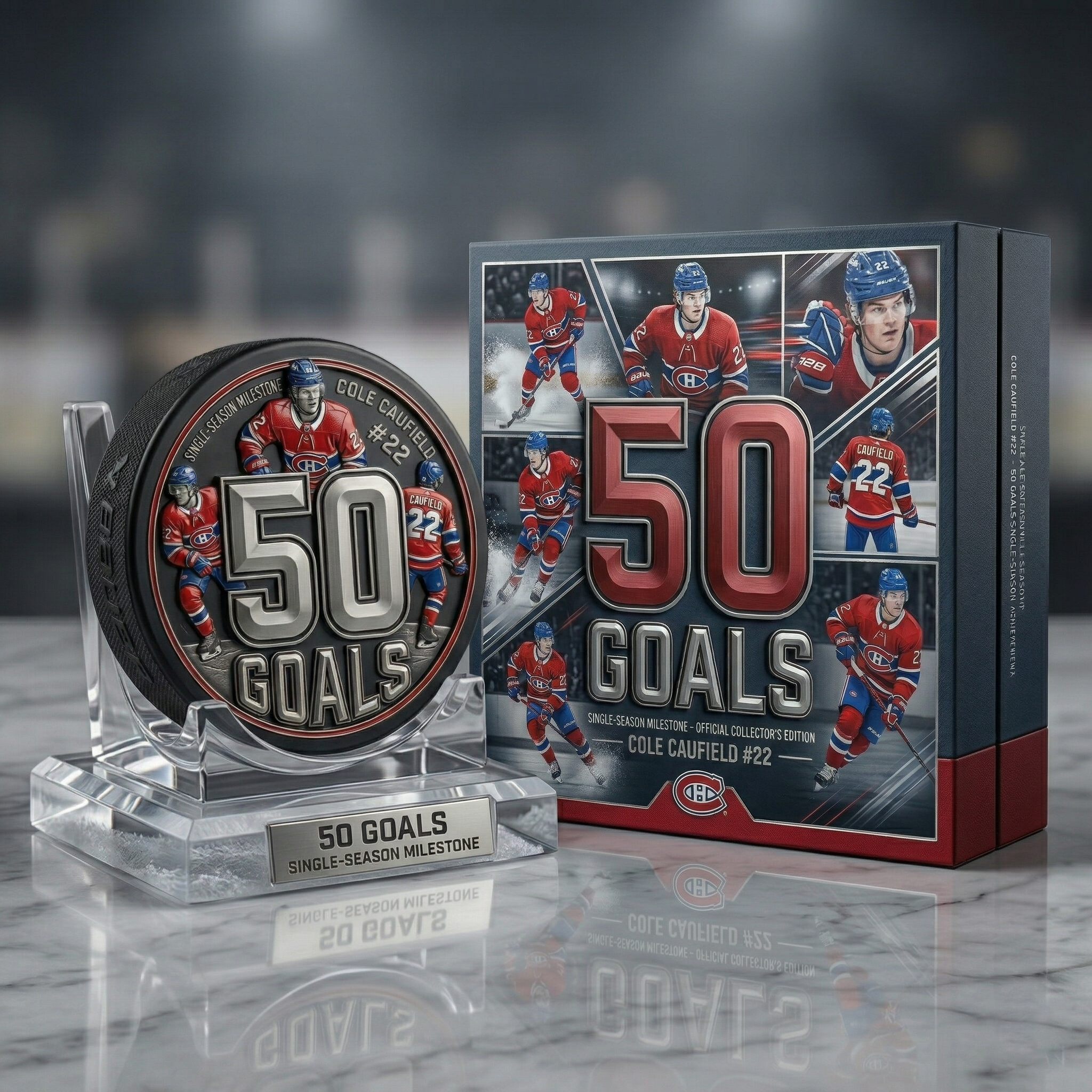 🎯Cole Caufield 50 Goals Montreal Canadiens Collectible Hockey Puck🏒
