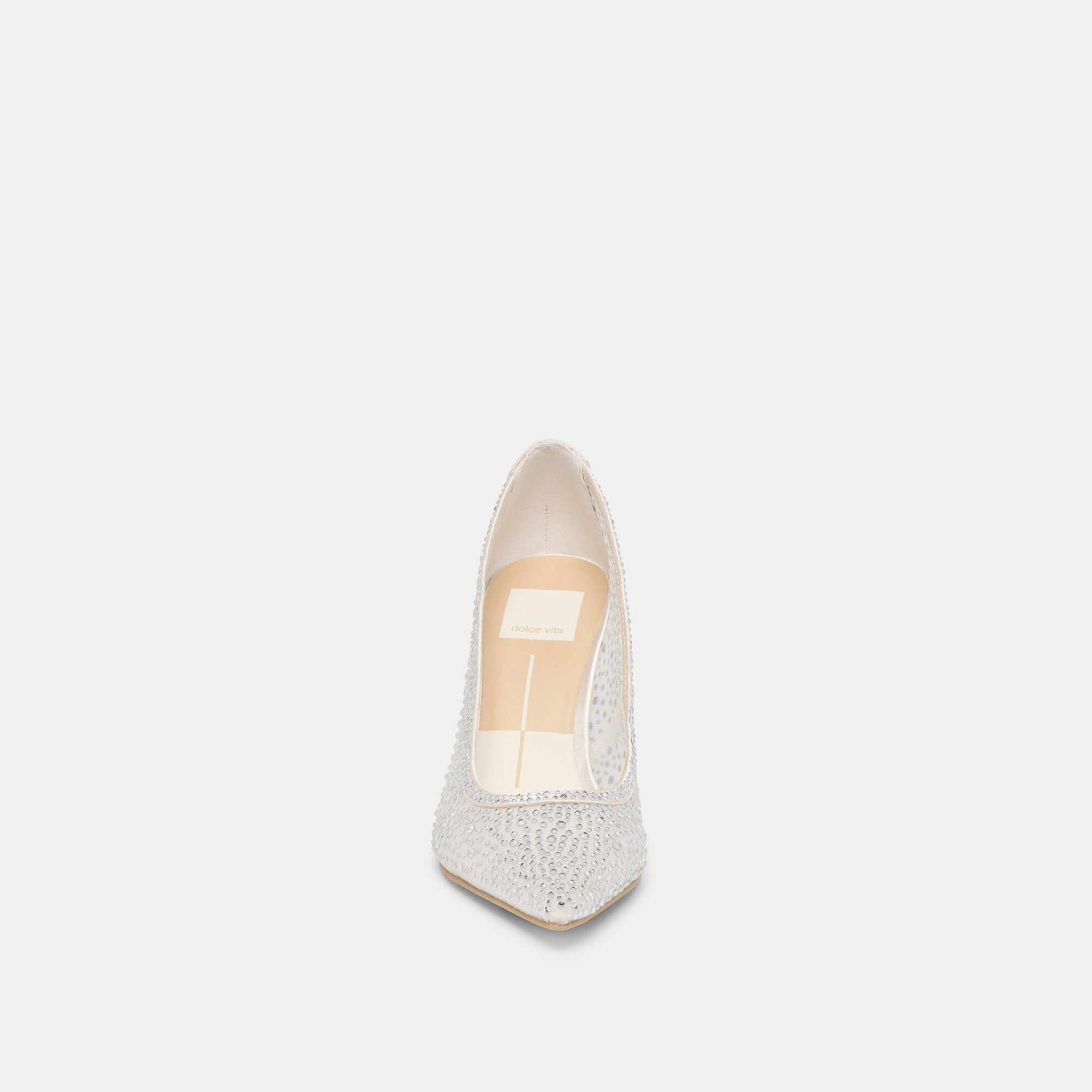 KASHE CRYSTAL HEELS WHITE MESH
