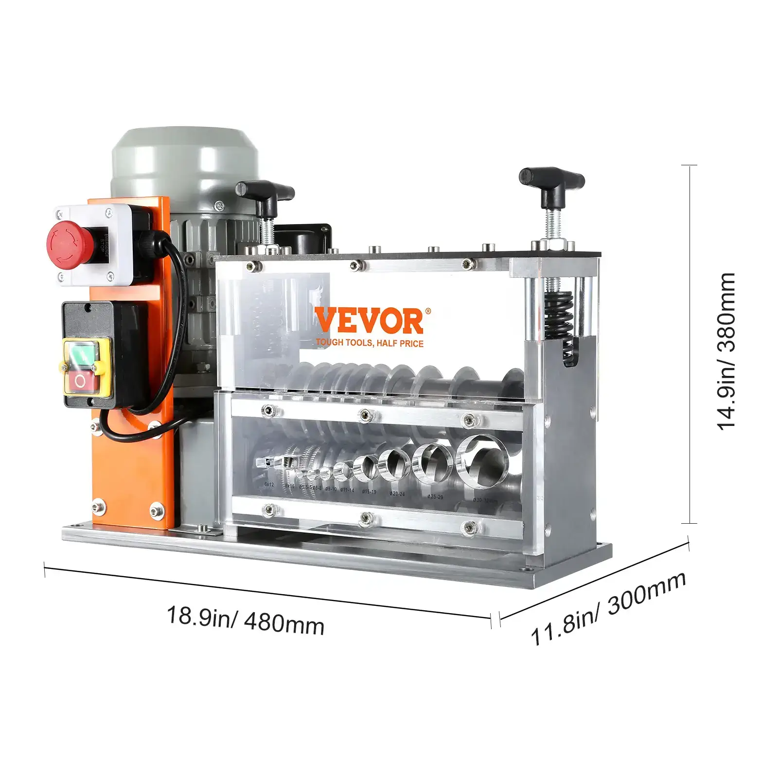 Automatic Wire Stripping Machine,0.06''-1.26'' Electric Motorized Cable Stripper, 750 W, 98 ft/min Wire Peeler with Visible Stripping Depth Reference, 10 Channels for Scrap Copper Recycling Heavy Duty Tool