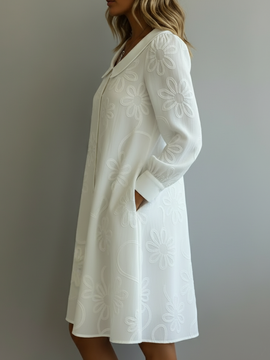 🔥Summer Arrivals🌟Vintage Peter Pan Collar Embroidered Floral Dress