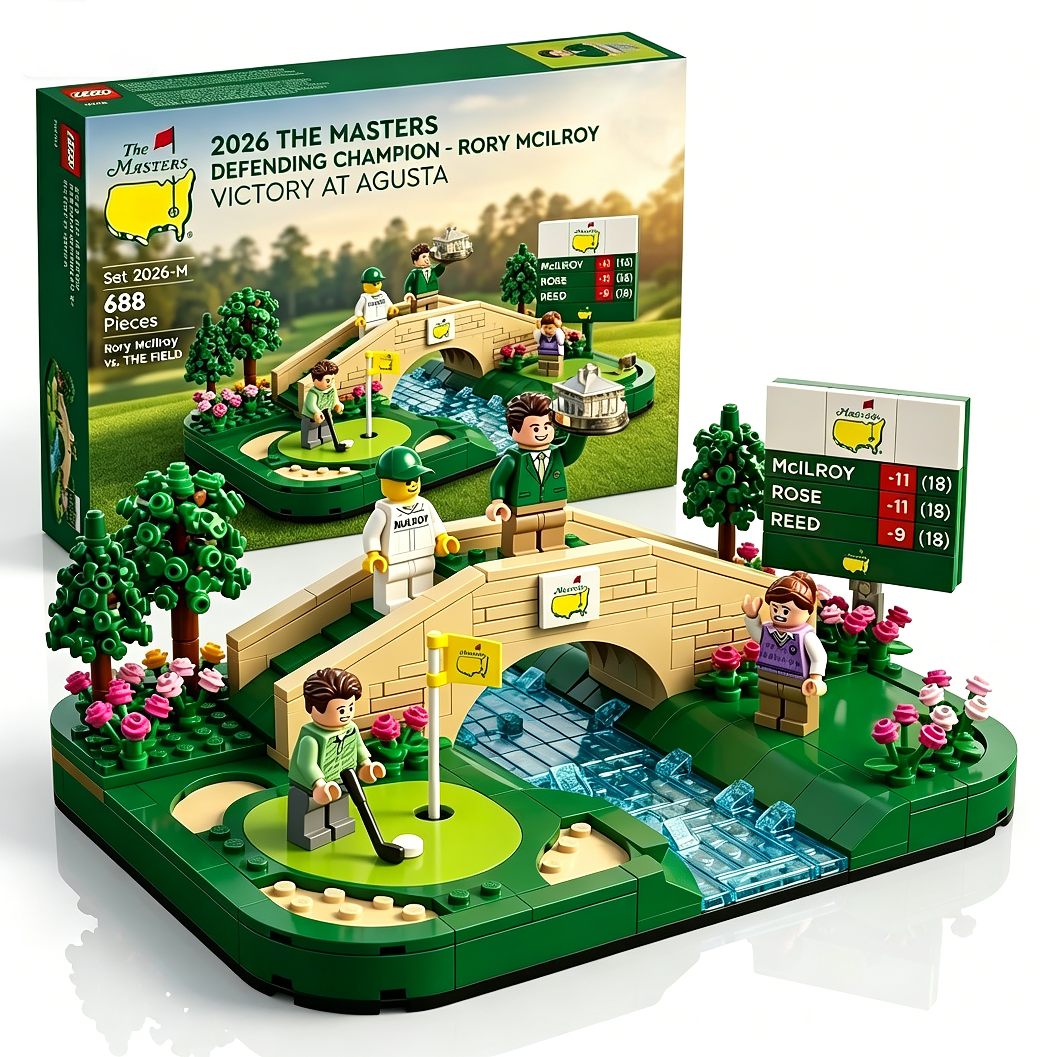 ✨2026 Masters Champion Rory McIlroy LEGO Set - Hogan Bridge Victory Edition！