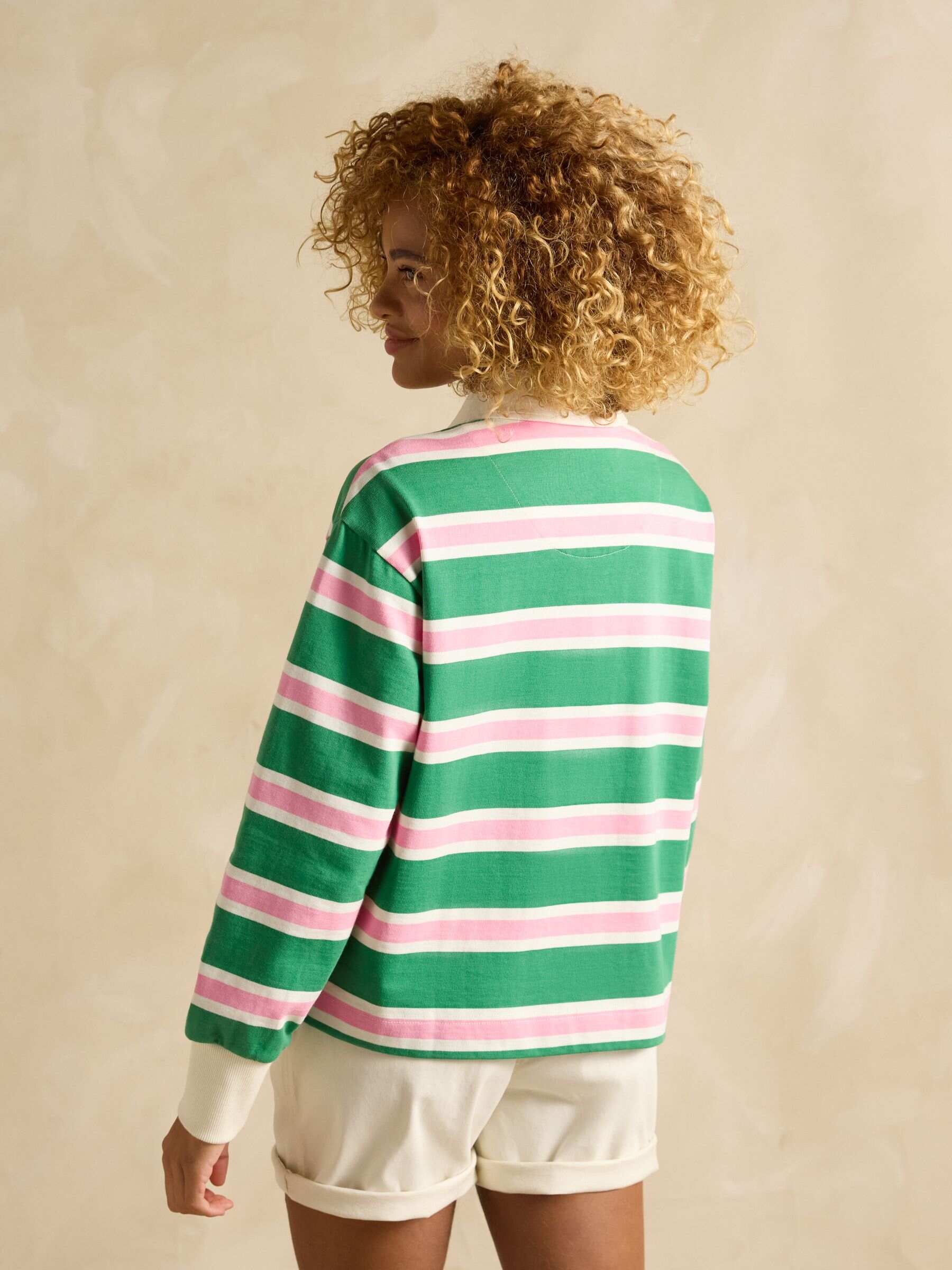 Lara Green/White Boxy Fit Rugby Shirt
