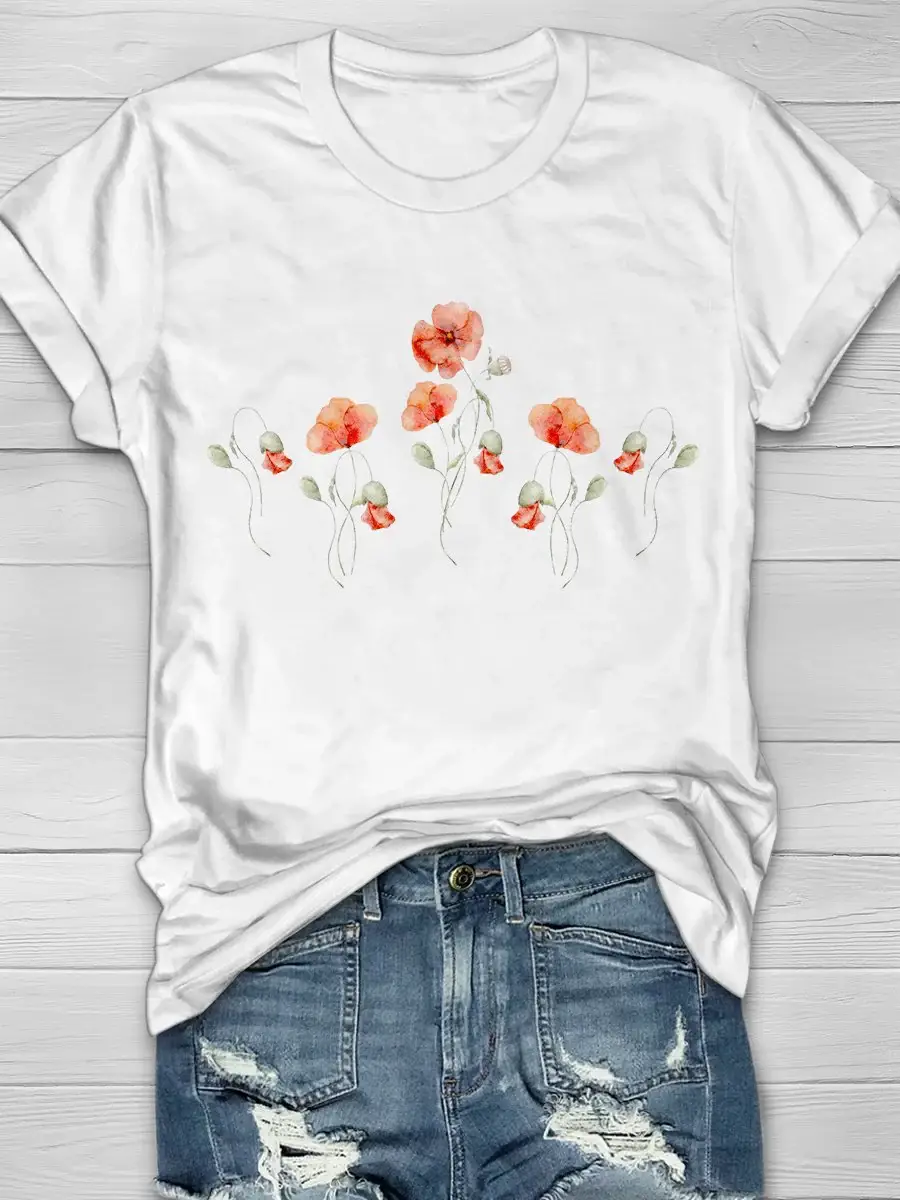 Poppy Flower Art Print T-shirt