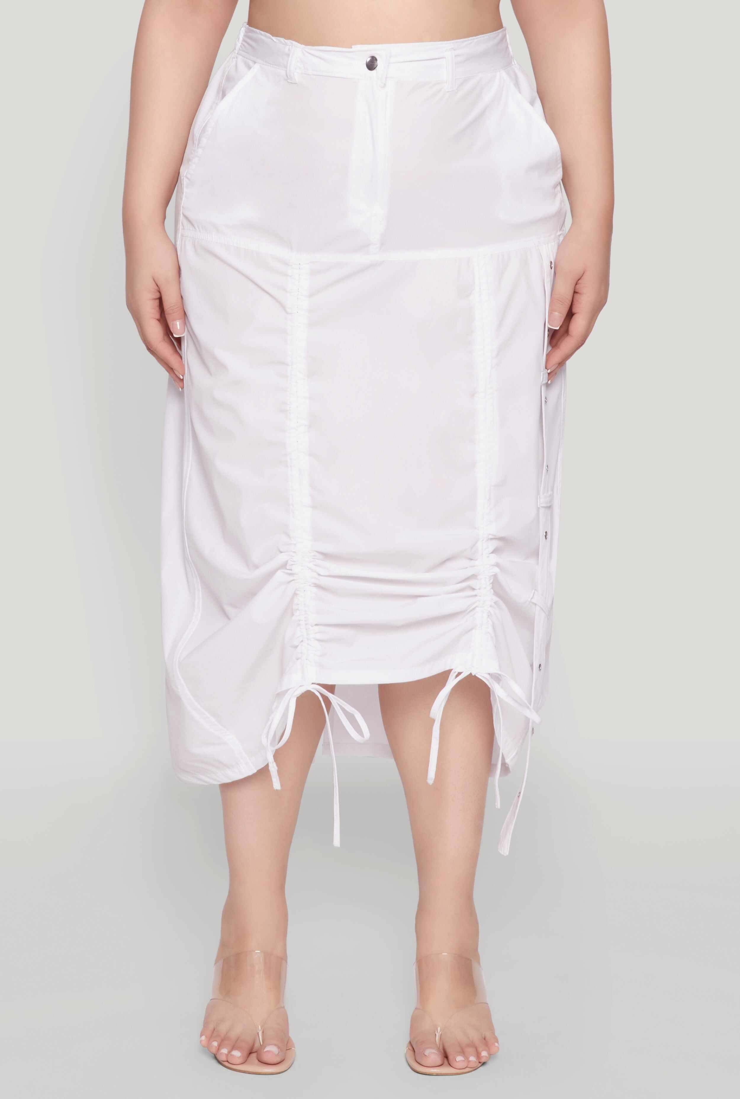 Plus Size Grommet Detail Drawstring Skirt