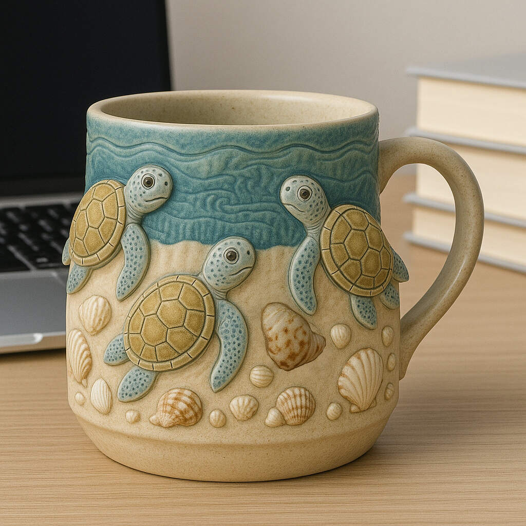 SEA TURTLE RELIEF CERAMIC MUG