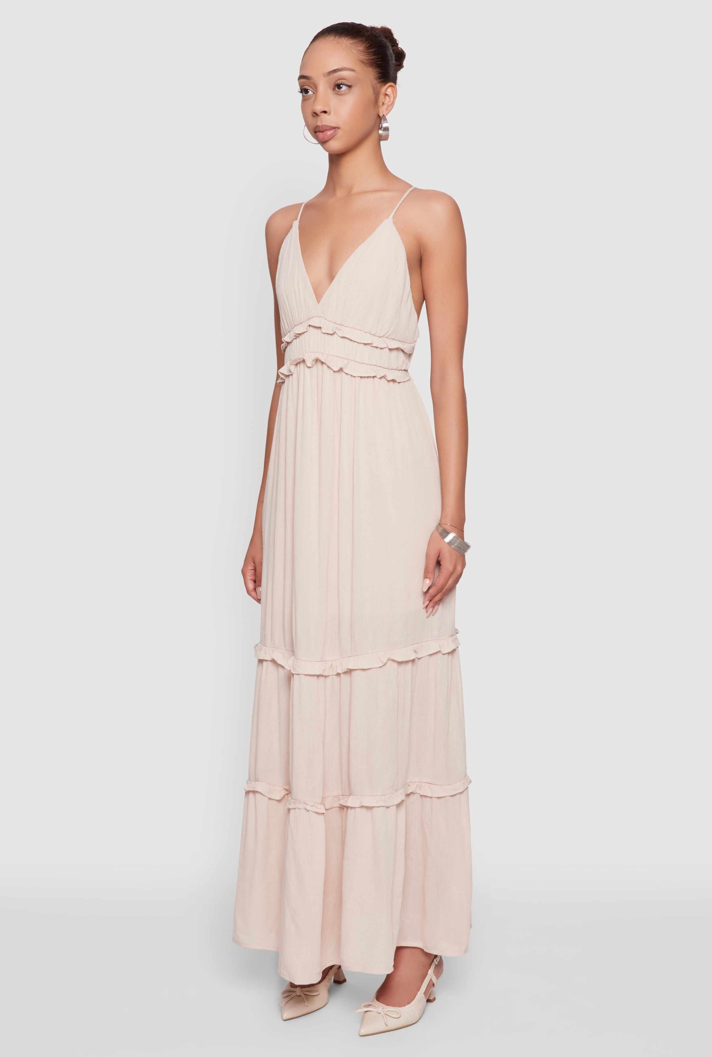 Gauze Knit Sleeveless Maxi Tiered Sundress