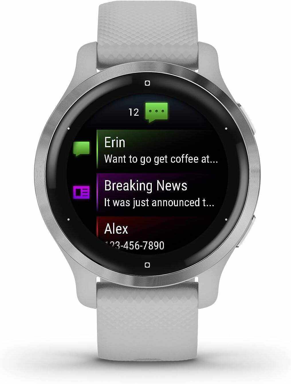 Garmin Venu 2, GPS Smartwatch with Advanced Health Monitoring and Fitness Features, Slate Bezel with Black Case and Silicone Band , 27.9 mm