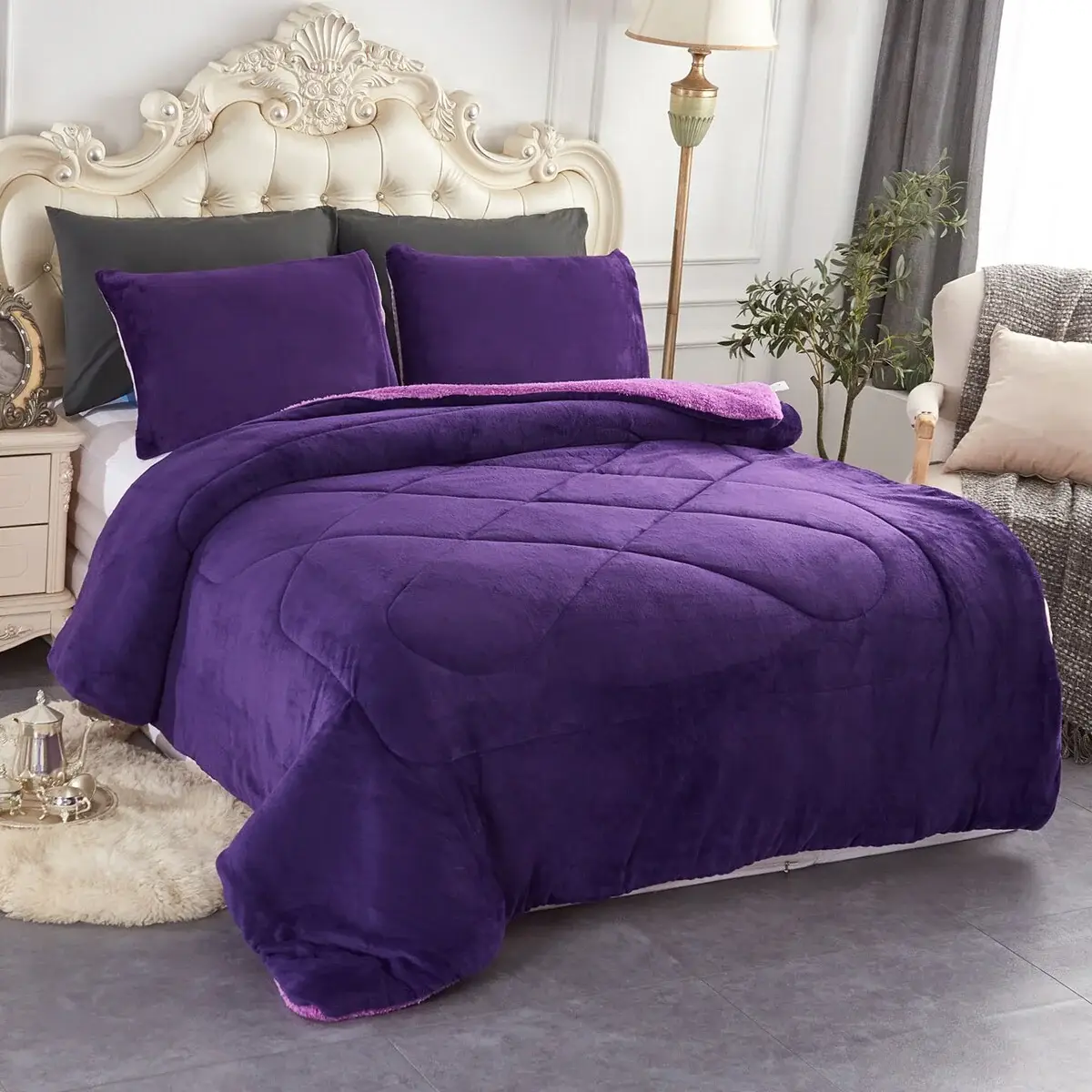 Fleece/ Sherpa Down Alternative 3-piece Comforter Set