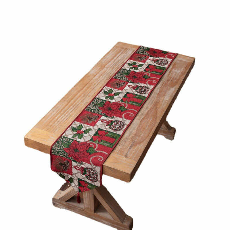 Christmas Flower Woven Jacquard Table Runner