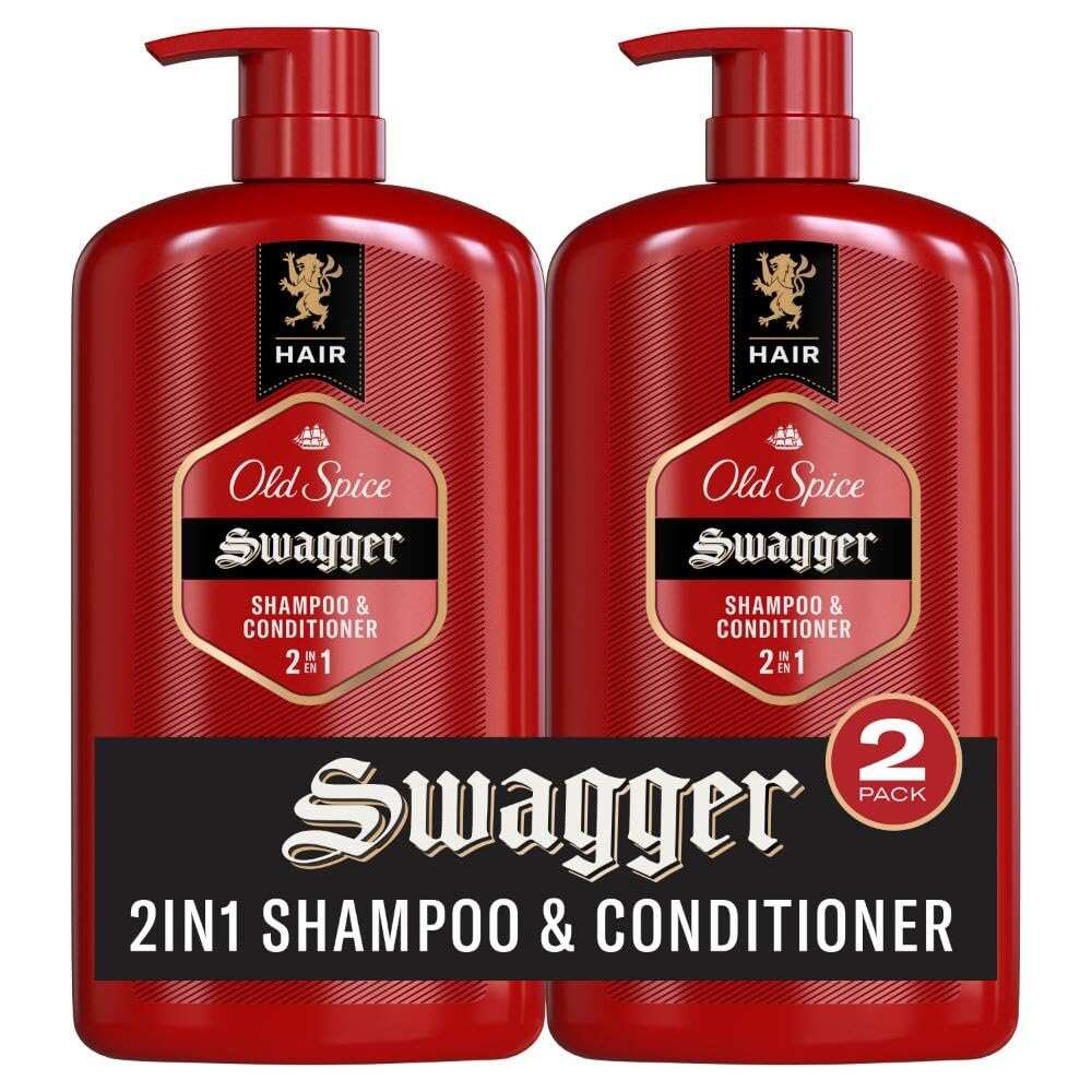 Old Spice Men's 2-in-1 Shampoo and Conditioner, MambaKing, Twin Pack, 43.8 Fl Oz