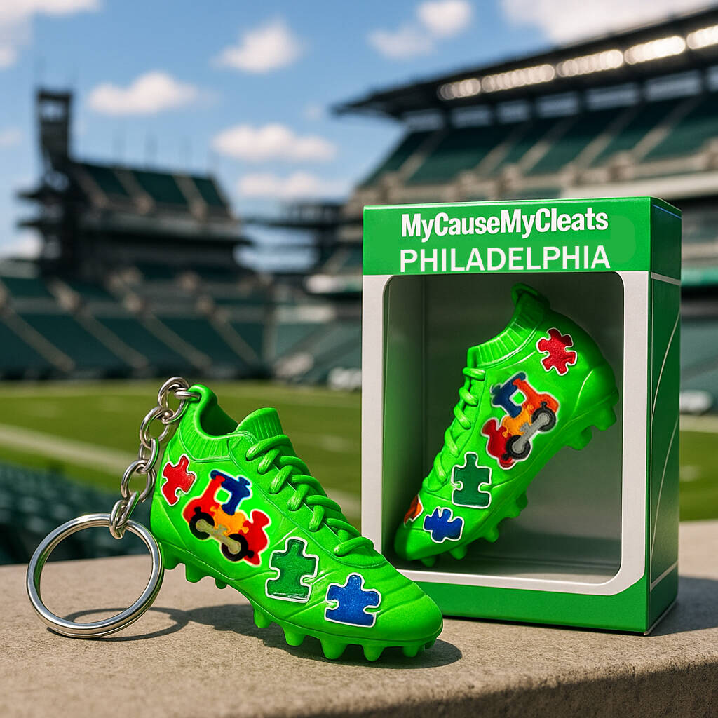 Philadelphia My Cause My Cleats · Puzzle Mini Cleat Keychain